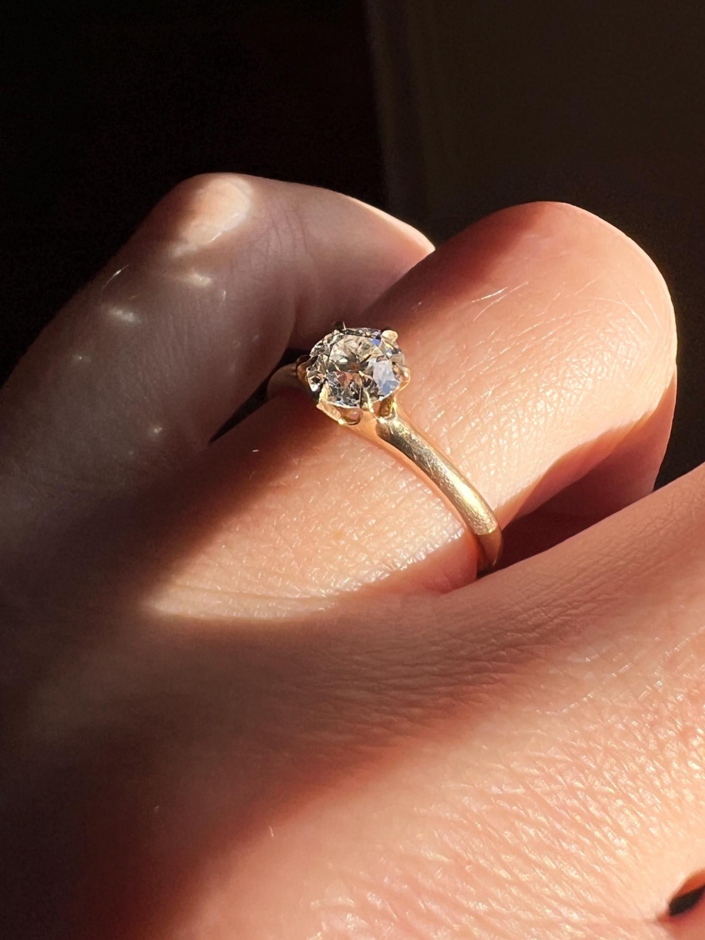 DATED 1906 Antique Eye Clean .65 Carat FIERY Old Mine Cut DIAMOND Solitaire Ring 14k Gold Engagement