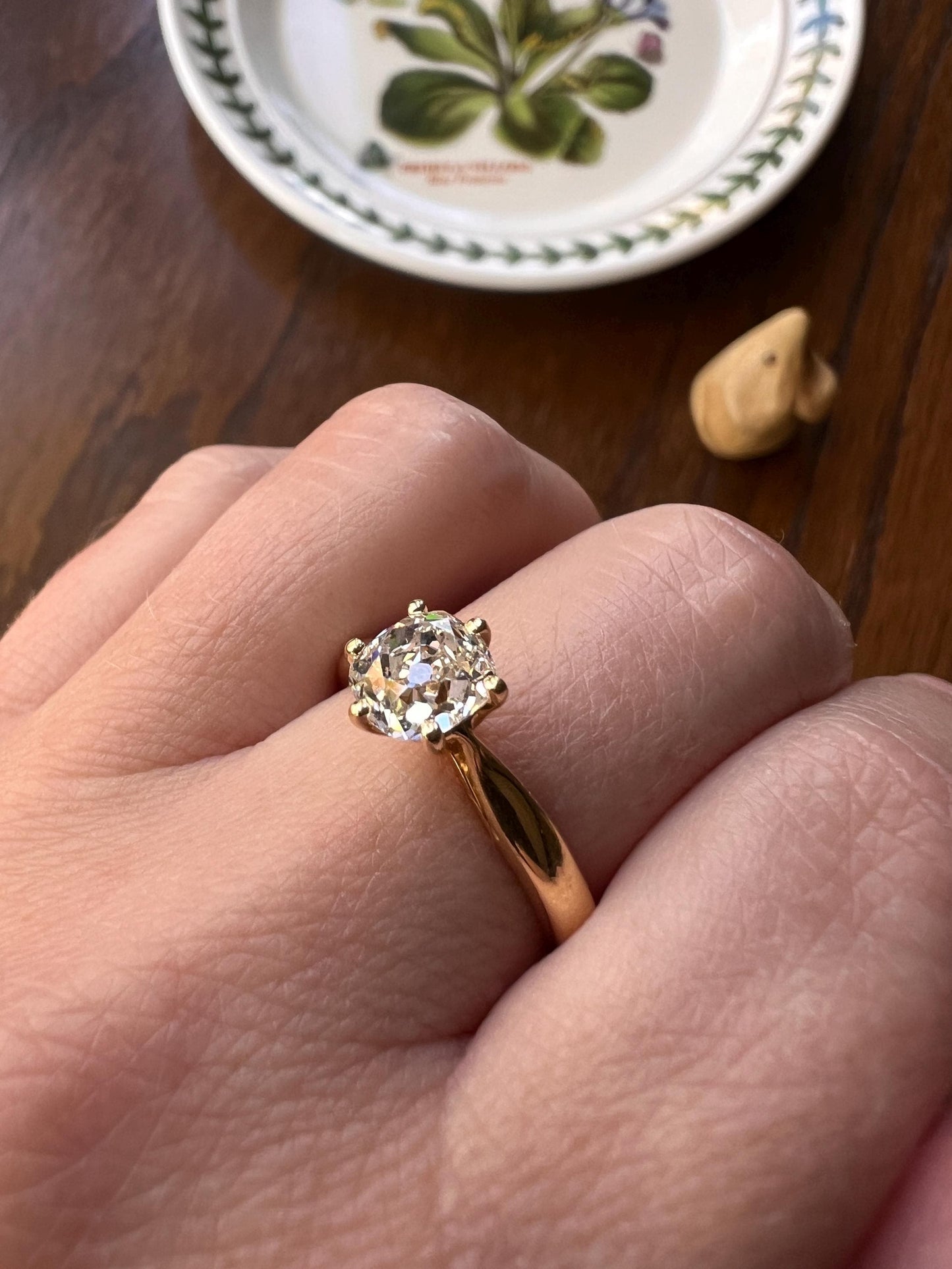 Vintage EYE CLEAN 1 Carat + French Solitaire Ring Chunky Antique Cushion Old Mine Cut DIAMOND Band 18k Gold Engagement Romantic Gift 1Ct OmC