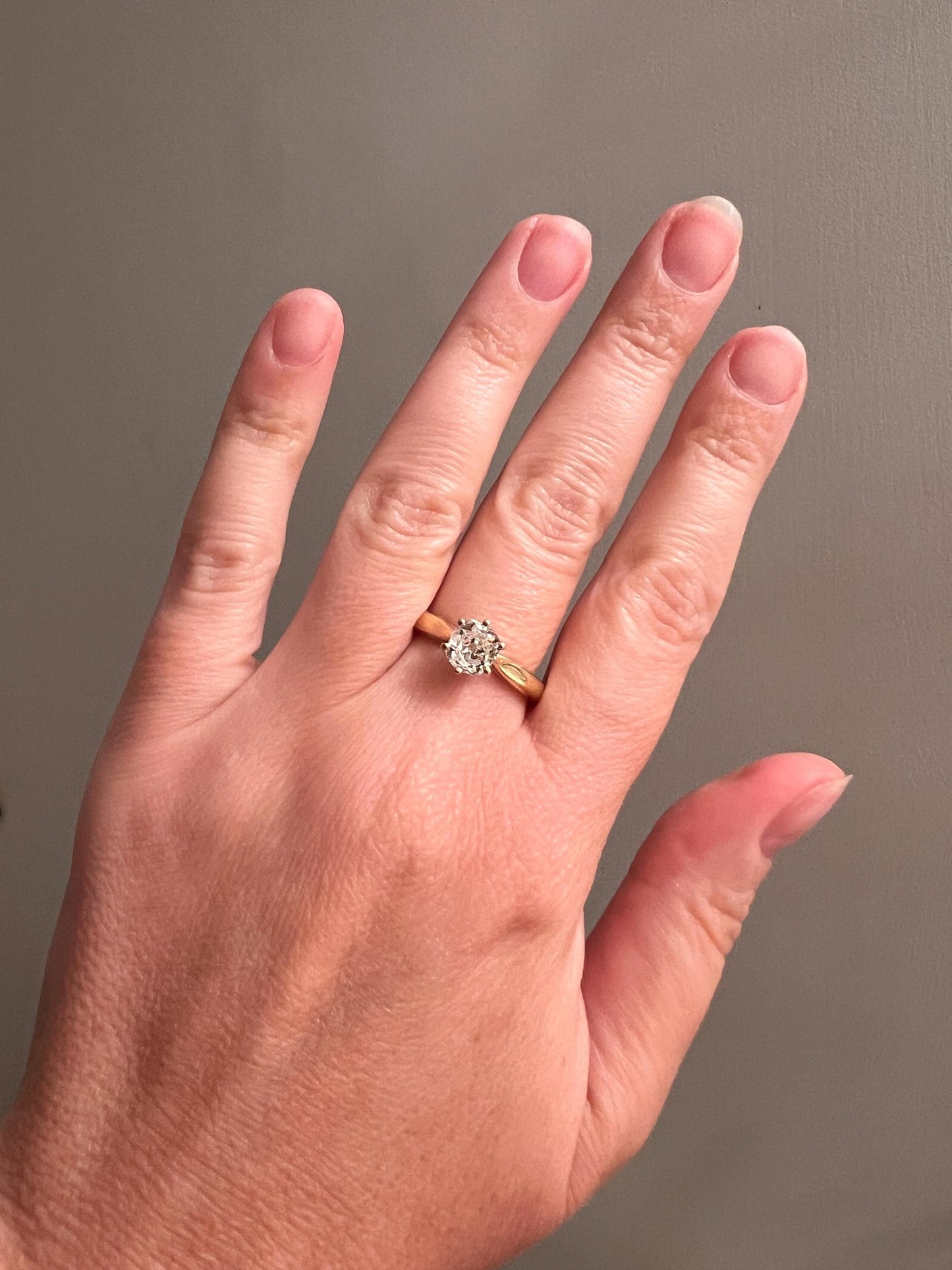Vintage EYE CLEAN 1 Carat + French Solitaire Ring Chunky Antique Cushion Old Mine Cut DIAMOND Band 18k Gold Engagement Romantic Gift 1Ct OmC