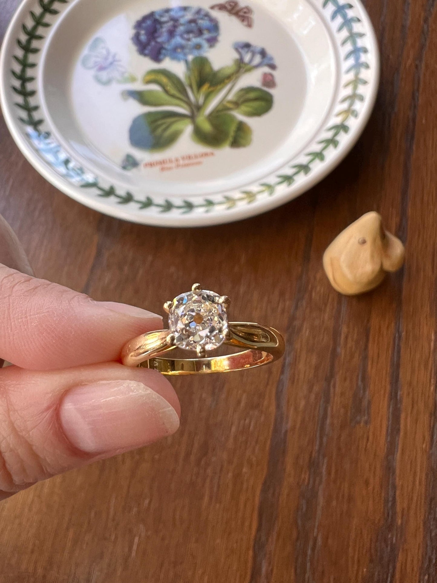 Vintage EYE CLEAN 1 Carat + French Solitaire Ring Chunky Antique Cushion Old Mine Cut DIAMOND Band 18k Gold Engagement Romantic Gift 1Ct OmC