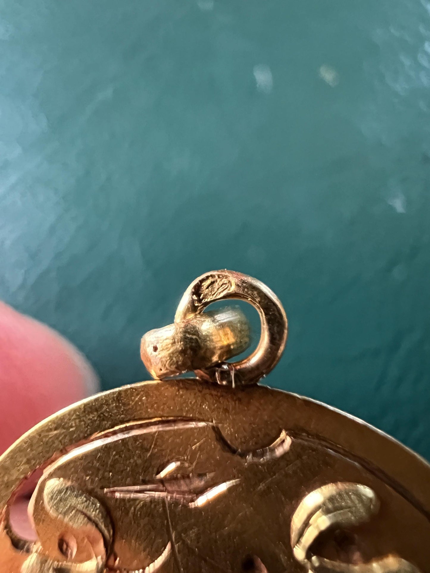 DECEMBER Floral MISTLETOE French Antique Birthday Month 18k Gold Pendant Paste Garnet Belle Epoque Love Token Medal Christmas Holiday Gift