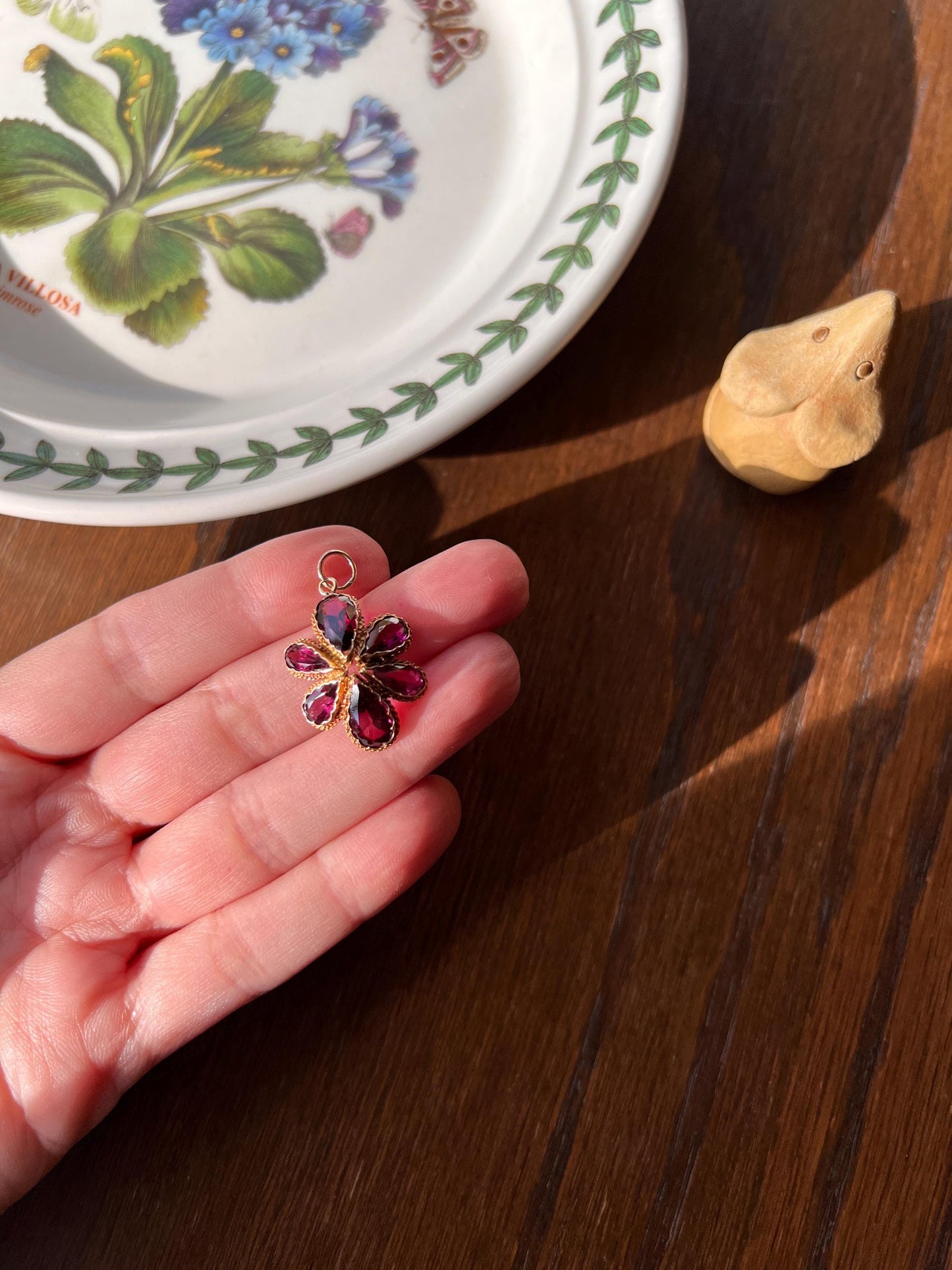 Floral TEARDROP Purple GARNET Antique 14k Gold Pendant ViCTORIAN Gift Romantic Large Lavender Old Mine Cut Pear Sparkle Cluster Rhodolite