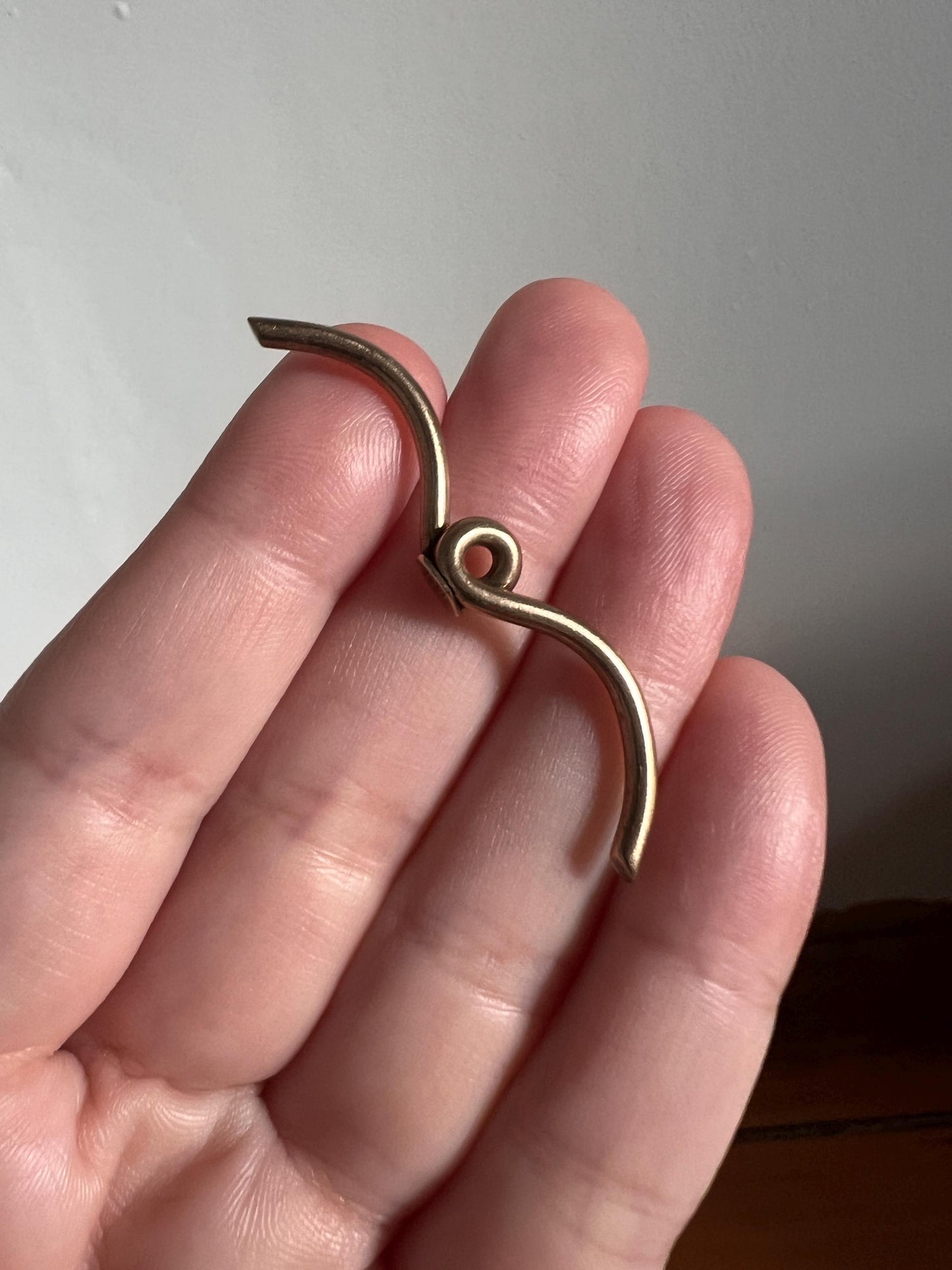 Original Dated Antique SWIRL T Bar Toggle Chunky PENDANT 14k Gold c1921 Parts Findings Watch Chain Neckmess Neckstack Unique Gift Geometric