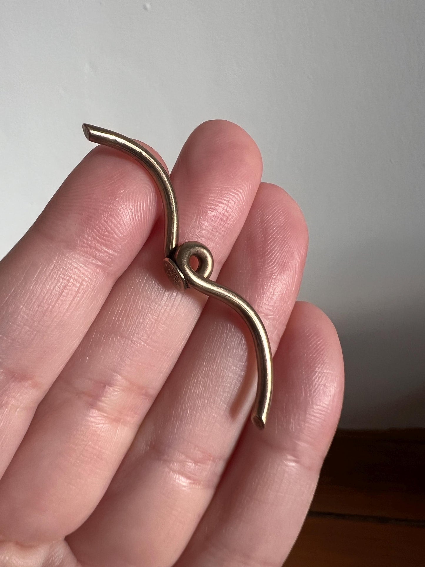 Original Dated Antique SWIRL T Bar Toggle Chunky PENDANT 14k Gold c1921 Parts Findings Watch Chain Neckmess Neckstack Unique Gift Geometric