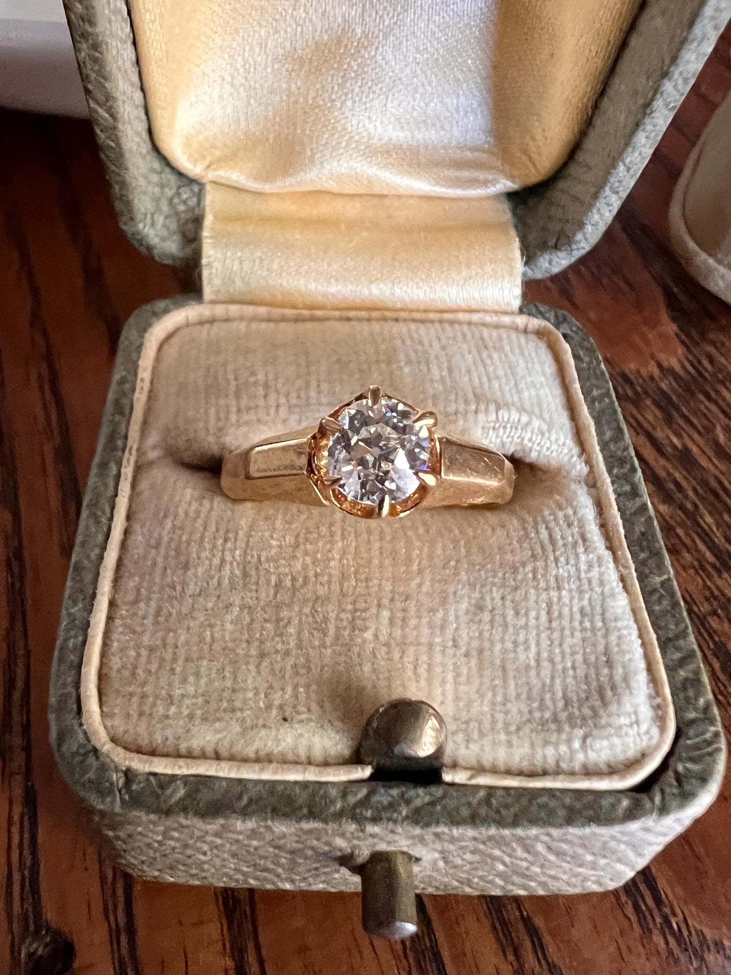 BEVELED Antique Eye Clean .6 Carat FIERY Old Mine Cut DIAMOND Solitaire Ring 18k Gold Engagement Romantic Gift Stacker OmC Geometric