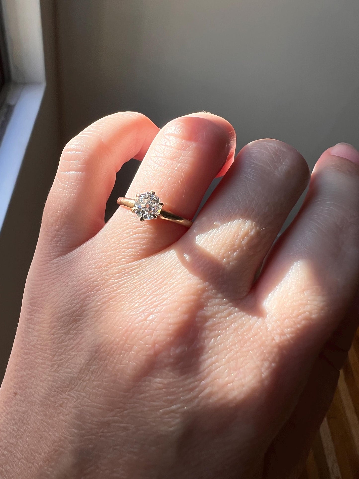 DATED 1906 Antique Eye Clean .65 Carat FIERY Old Mine Cut DIAMOND Solitaire Ring 18k Gold Engagement Romantic Gift Stacker OmC February