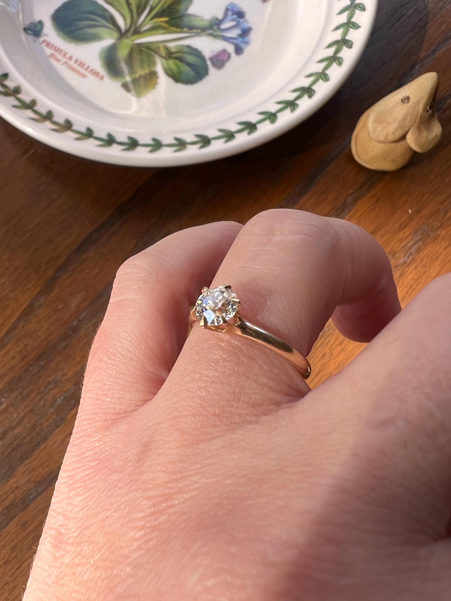 DATED 1906 Antique Eye Clean .65 Carat FIERY Old Mine Cut DIAMOND Solitaire Ring 18k Gold Engagement Romantic Gift Stacker OmC February