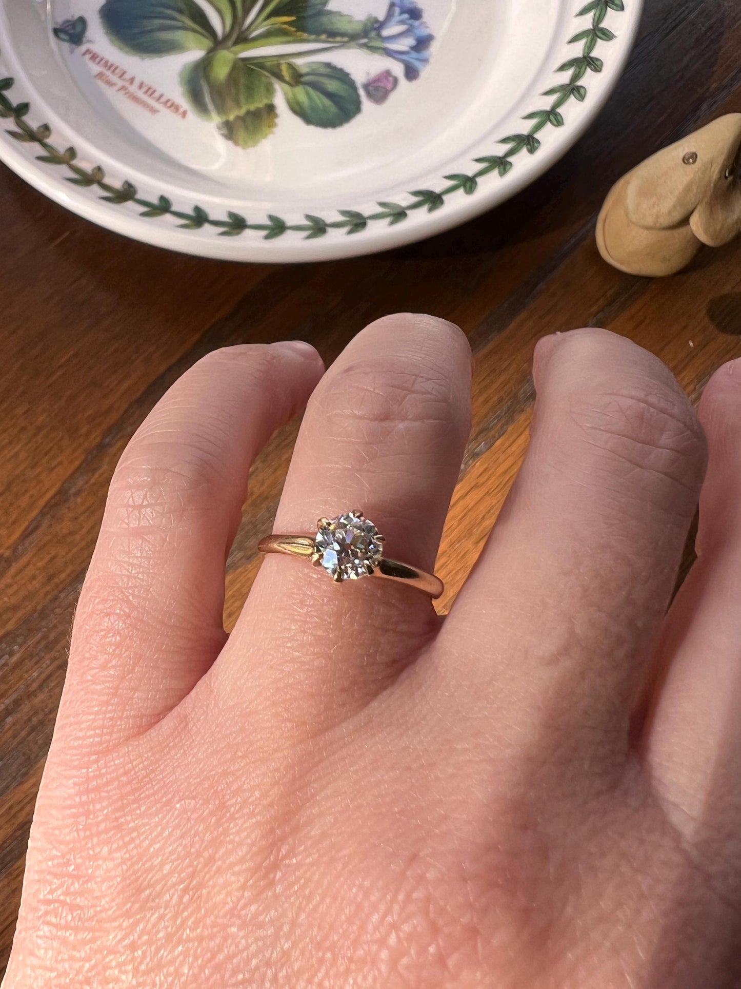 DATED 1906 Antique Eye Clean .65 Carat FIERY Old Mine Cut DIAMOND Solitaire Ring 18k Gold Engagement Romantic Gift Stacker OmC February