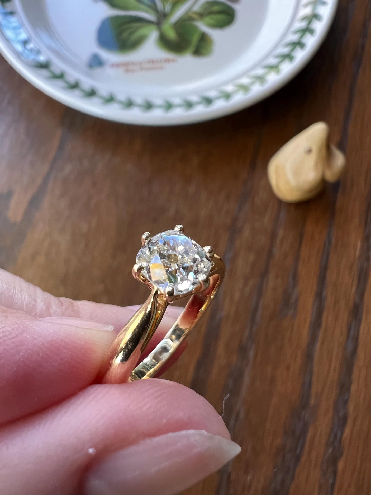 Vintage EYE CLEAN 1 Carat + French Solitaire Ring Chunky Antique Cushion Old Mine Cut DIAMOND Band 18k Gold Engagement Romantic Gift 1Ct OmC