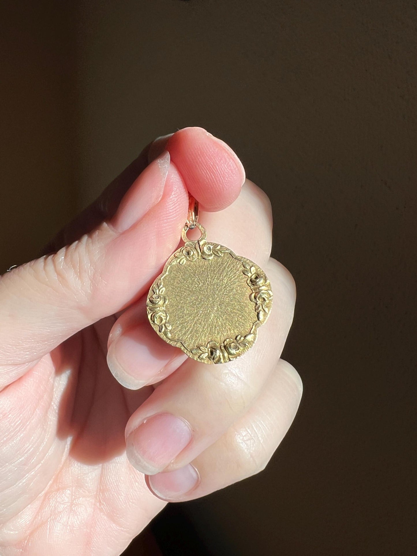 ROSE GARLAND Blank French Love Medal Art Nouveau Antique 18k Gold PENDANT Belle Epoque Charm Floral Romantic Gift Ready to Engrave Ornate