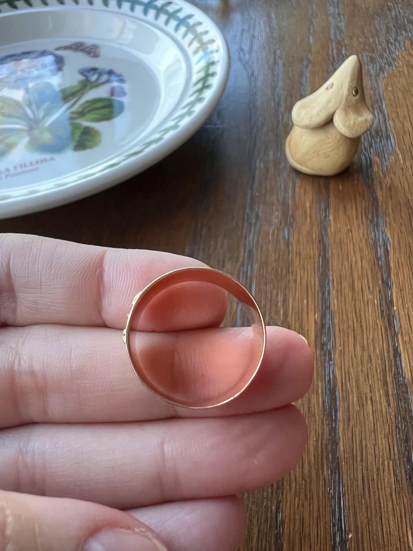 Victorian Antique M W INITIAL 8.6mm Wide Cigar Band Ring 18k Gold French 1800s Hallmark Stacker Gift Chunky Pipe Cut Letter Mono Unisex Man