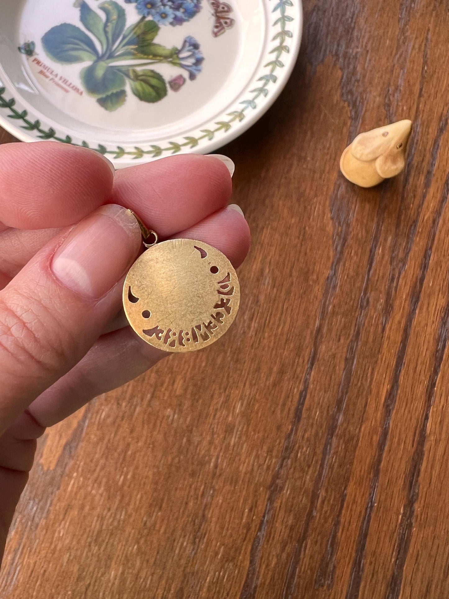DECEMBER Floral MISTLETOE French Antique Birthday Month 18k Gold Pendant Paste Garnet Belle Epoque Love Token Medal Christmas Holiday Gift