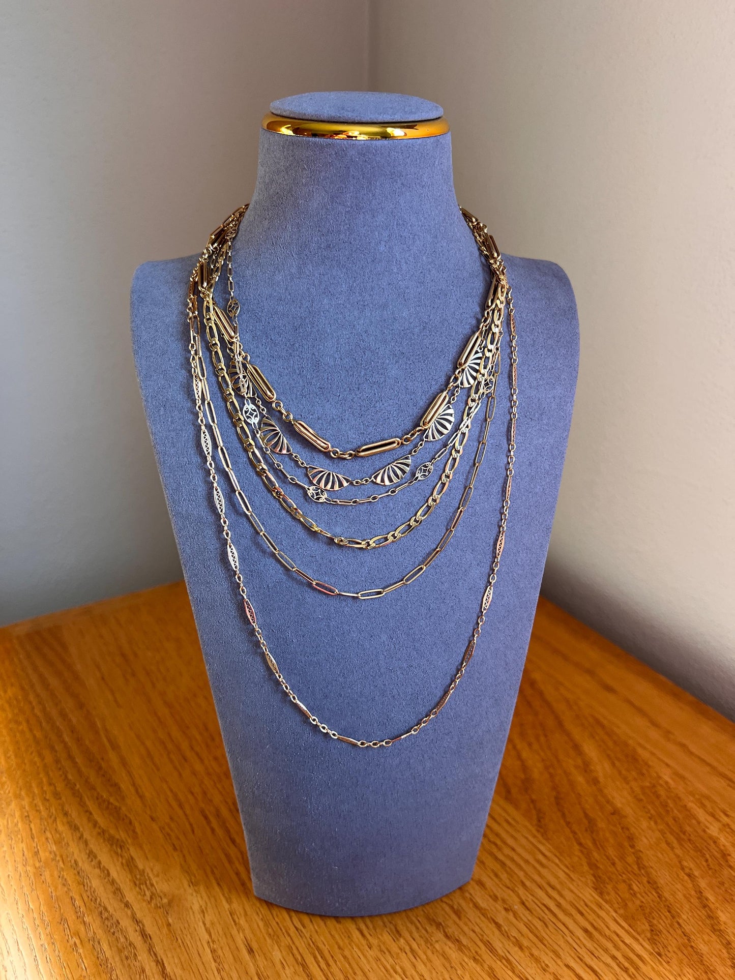Sunburst Half Moon French Art NOUVEAU Antique 16" 18k Gold Necklace Drapery Chain Collar Pendants Gift Bridal Something Old Belle Epoque