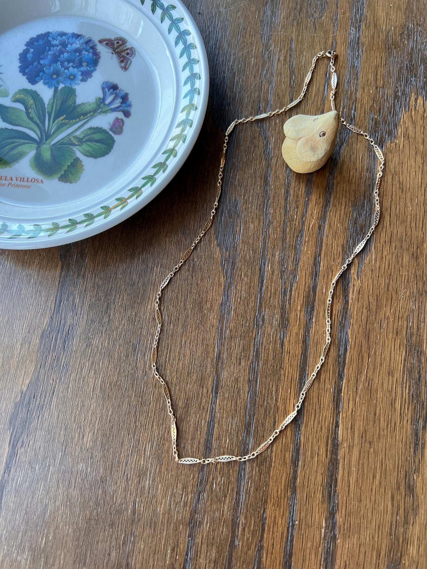 Fancy Link Squiggle Diamond French Art Deco Antique Long 23" 18k Gold Necklace Drapery Chain Collar Gift Bridal Something Old Belle Epoque