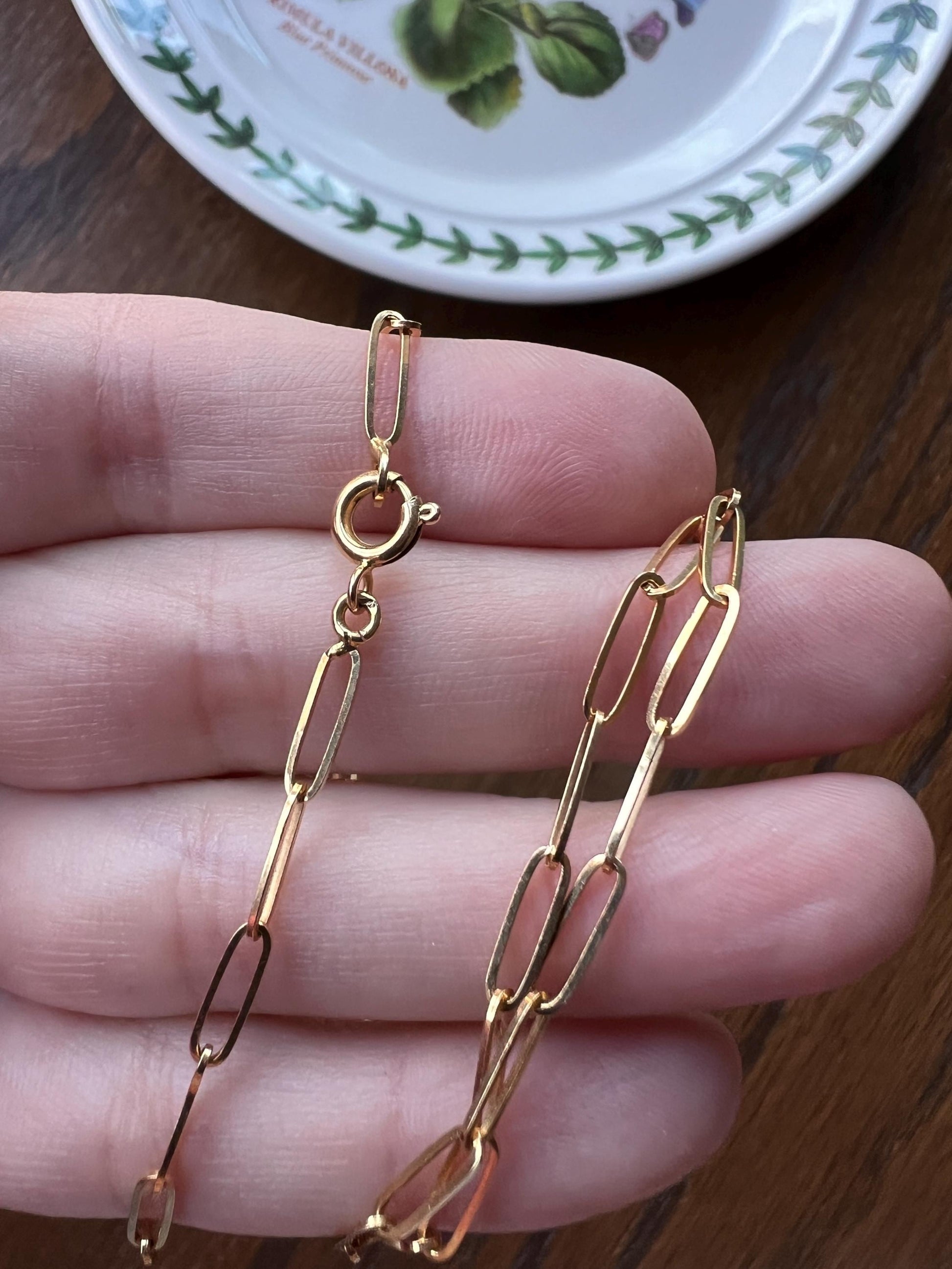 PAPERCLIP French Vintage Long 19.5" Chain Necklace Pendant Holder 18k Gold Solid Layer Neckmess Neckstack Geometric Minimalist Romantic Gift