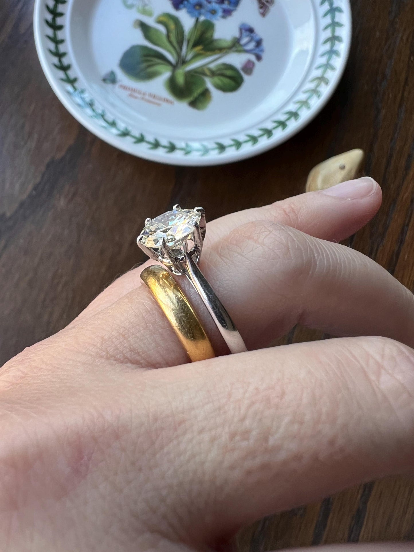 Exceptional French Vintage to Antique 2.3 CARAT Transitional Cut DIAMOND Eye Clean Solitaire Engagement Ring 18k White Gold Fiery Stacker