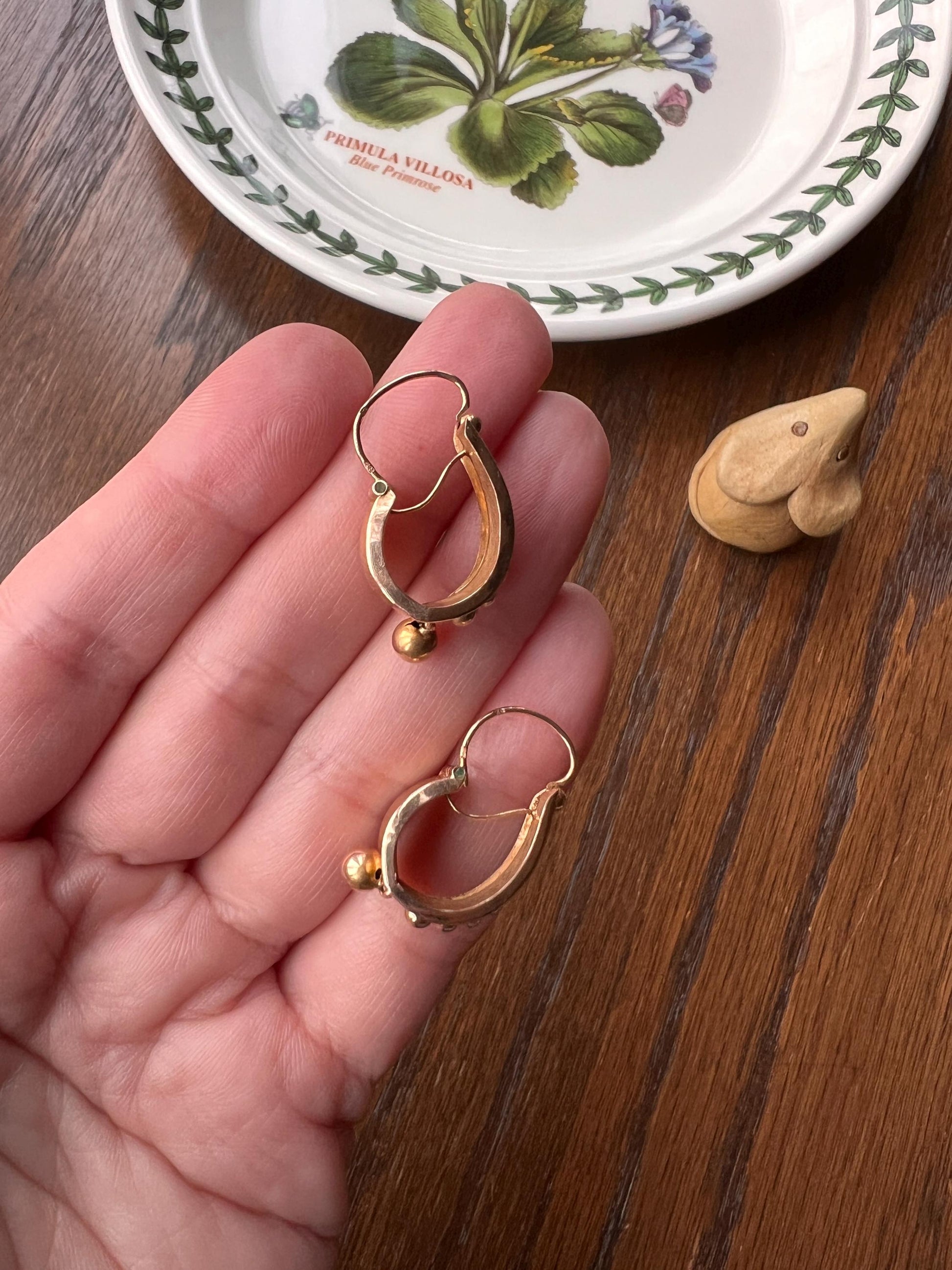 FRENCH Regional Antique 18k Warm GOLD Poissarde Dangle EARRINGS Ball Rivet Drop Victorian Etruscan Gift Belle Epoque Bridal Something Old