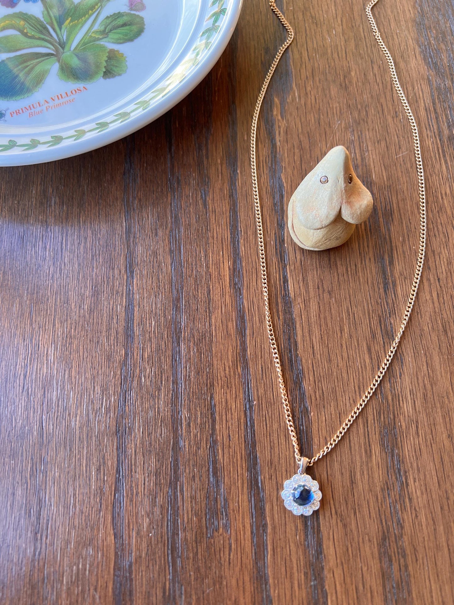 Antique SAPPHIRE 1 Carat Old Mine Cut DIAMOND Halo Daisy Cluster PENDANT 18k Gold Halo Edwardian Love Gift Bridal Something Old Blue Rainbow