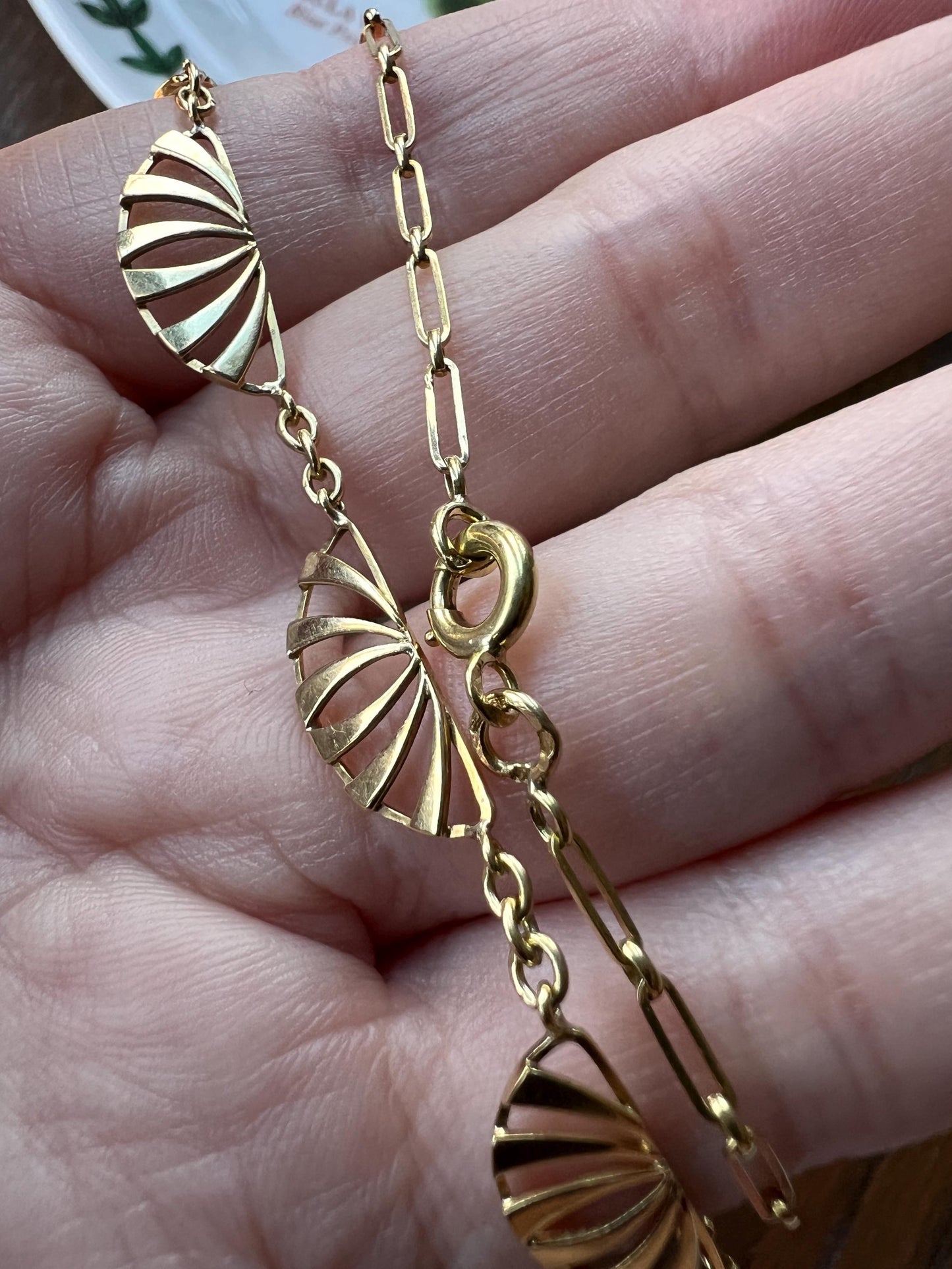 Sunburst Half Moon French Art NOUVEAU Antique 16" 18k Gold Necklace Drapery Chain Collar Pendants Gift Bridal Something Old Belle Epoque