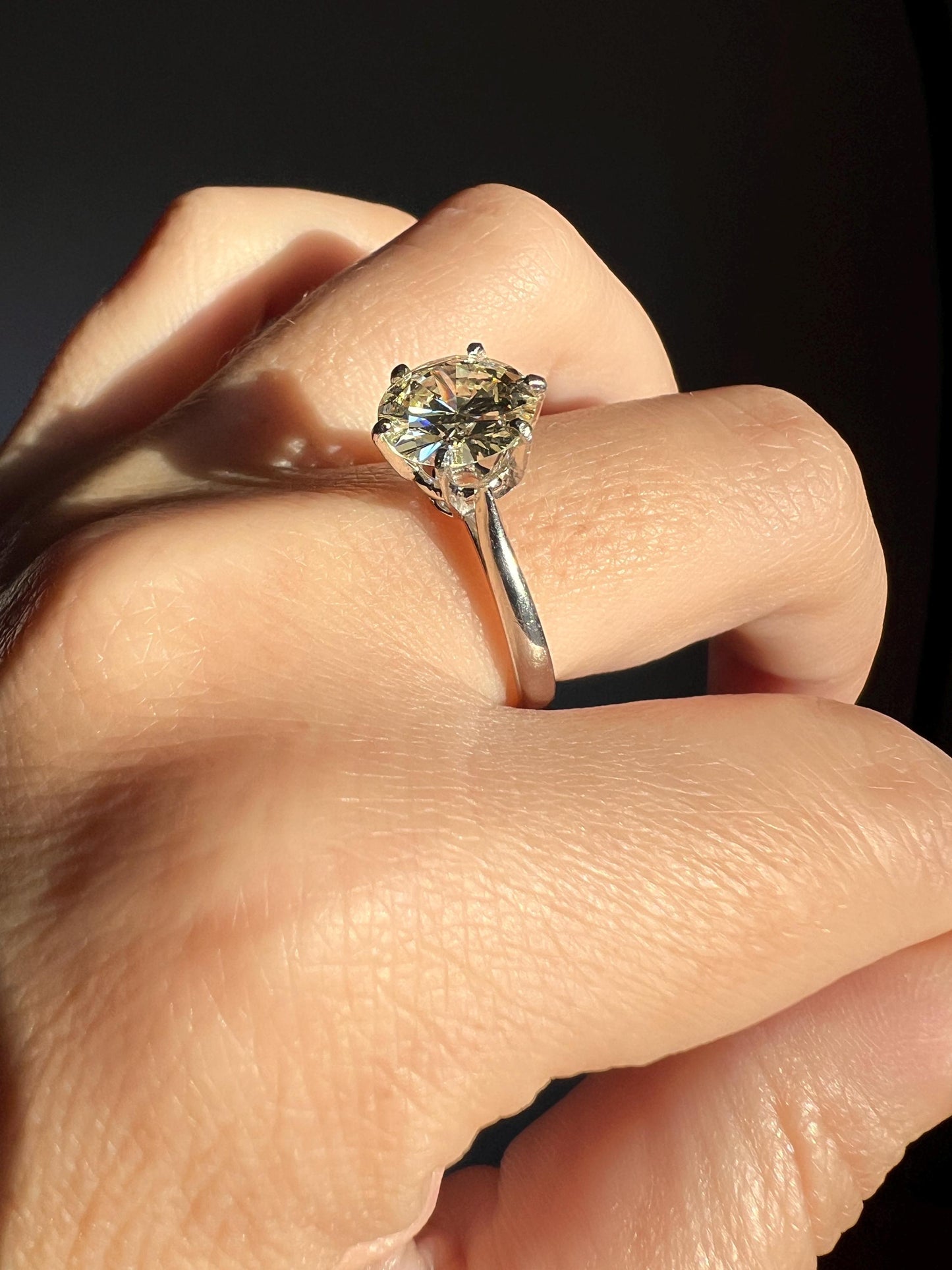 Exceptional French Vintage to Antique 2.3 CARAT Transitional Cut DIAMOND Eye Clean Solitaire Engagement Ring 18k White Gold Fiery Stacker