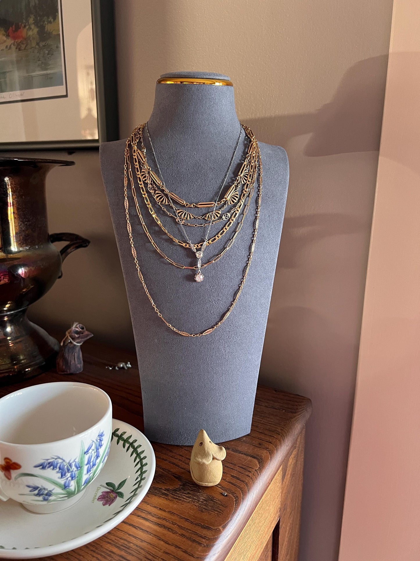 Art Deco 1.2 Carat Old Mine Cut DIAMOND French Antique 18k White Gold & Platinum Y Pendant on Chain Necklace Bridal Something Old Love Gift