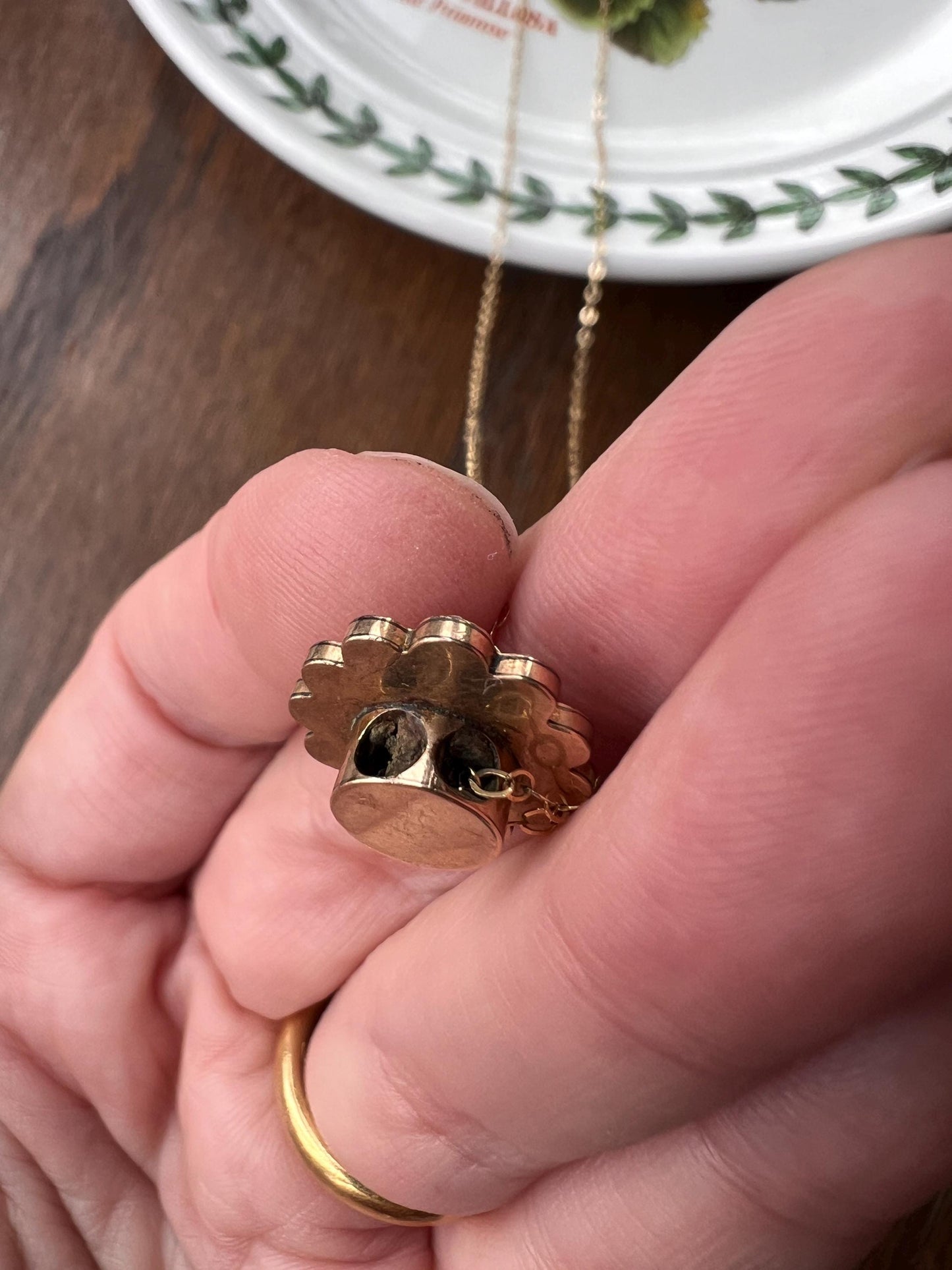 Large OPAL Pearl Halo Slider Charm Pendant on Chain Gold Fill Geometric Dainty Slide Ornate Blue Glowing Victorian Minimalist Gift Neckstack