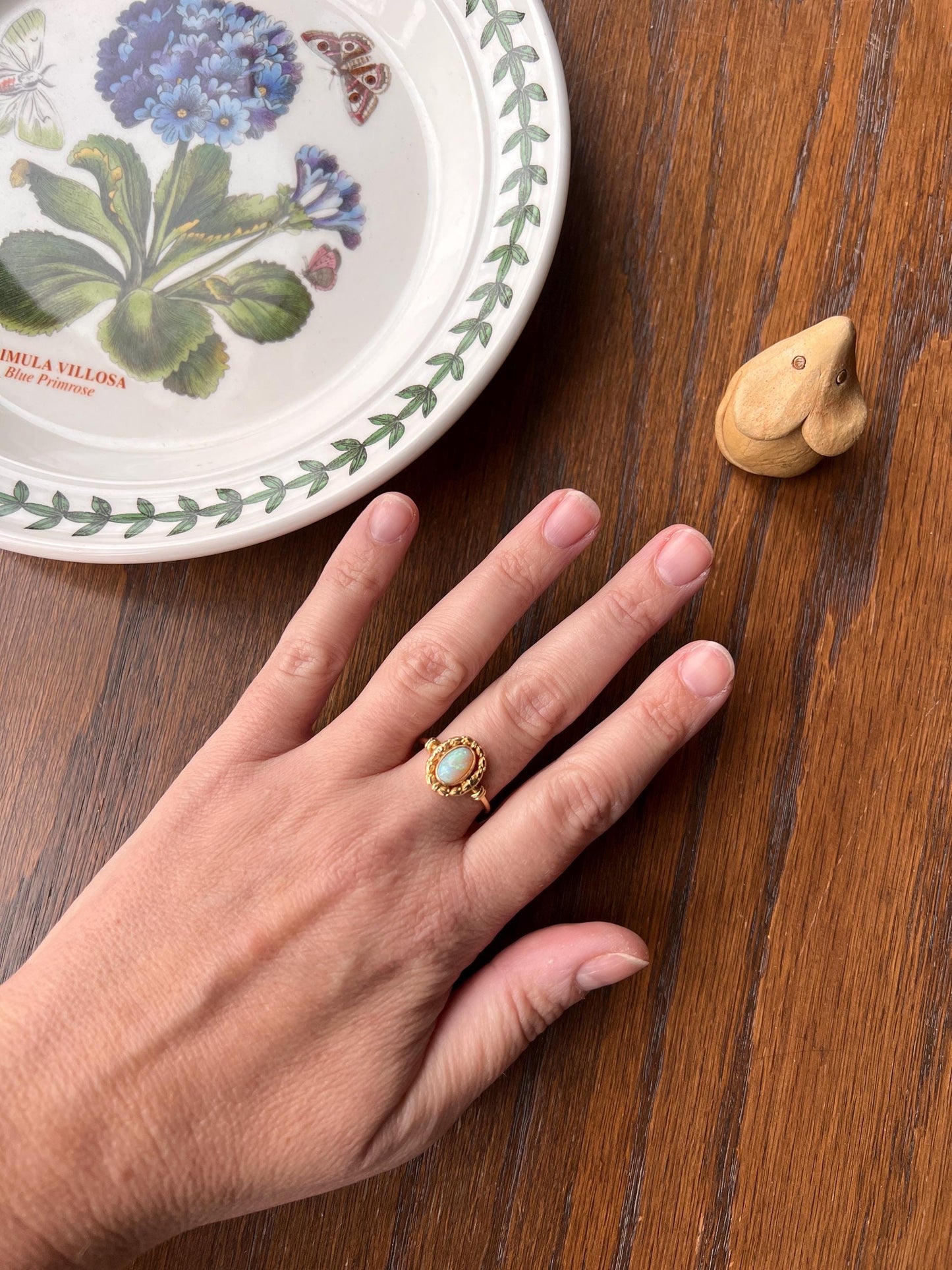 Unique OPAL Art NOUVEAU Floral Garland French Antique 18k Gold Ring Bows Laurel Leaf Berries Halo Romantic Gift Belle Epoque Figural