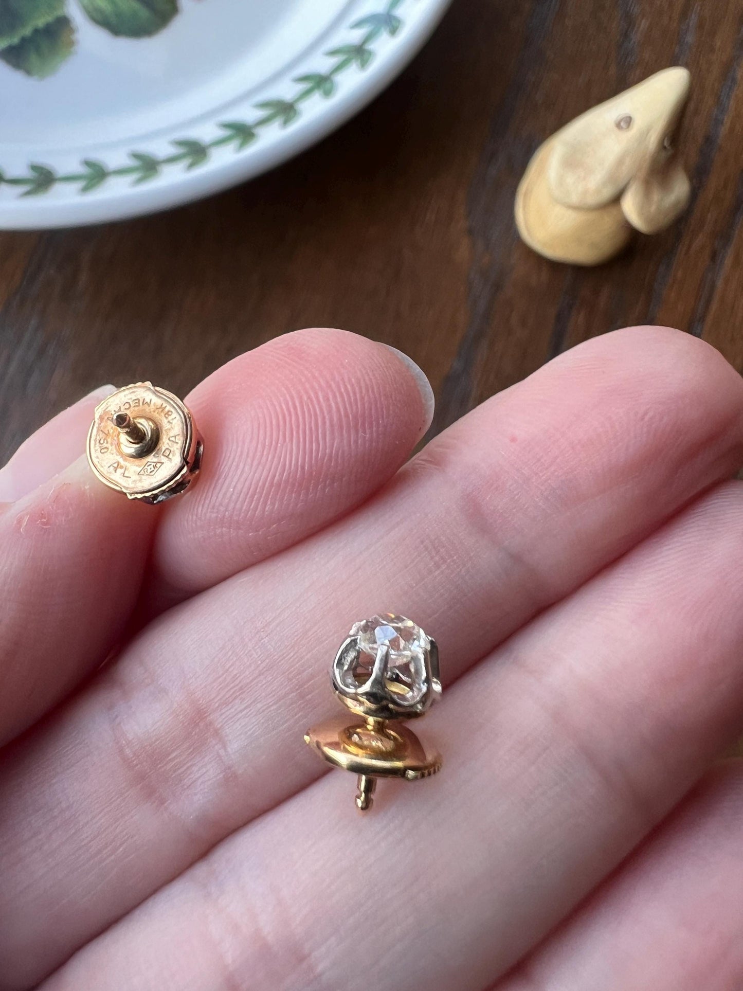 Timeless .5 Carat Tdw Old Mine Cut DIAMOND Prong Stud Earrings French Antique 18k Gold Romantic Holiday Gift .5Ctw Earstack Belle Epoque OMC