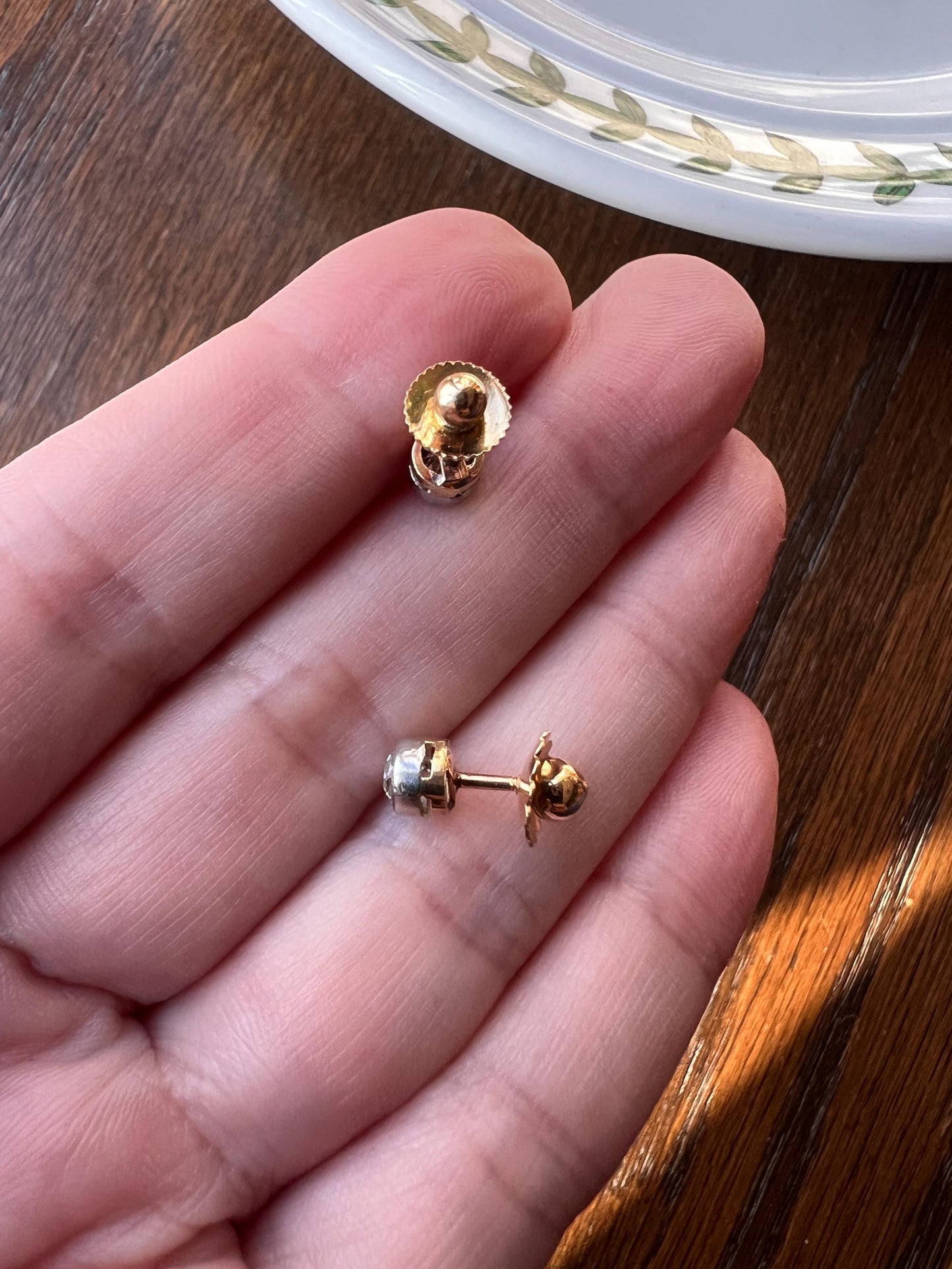 Timeless .5 Carat Tdw Old Mine Cut DIAMOND Bezel Set Stud Screw Back Earrings French Antique 18k Gold Romantic Holiday Gift .5Ctw OMC Studs