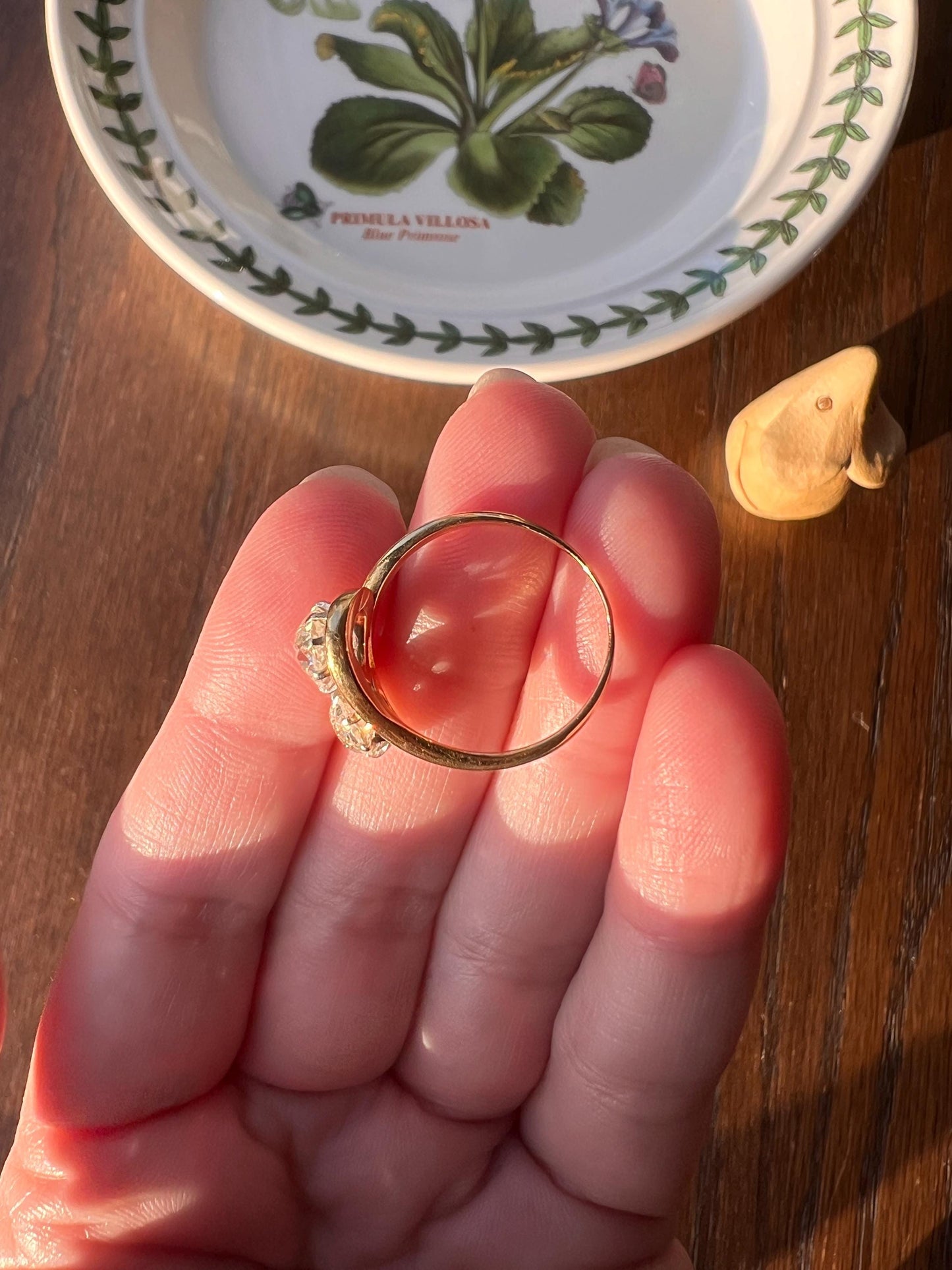 Toi et Moi 1.7 CARAT Old Mine Cut DIAMOND Chunky Two Stone Antique Ring French 18k Gold Angled Swirl Band Stacker Romantic Gift OMC 1.7Ctw