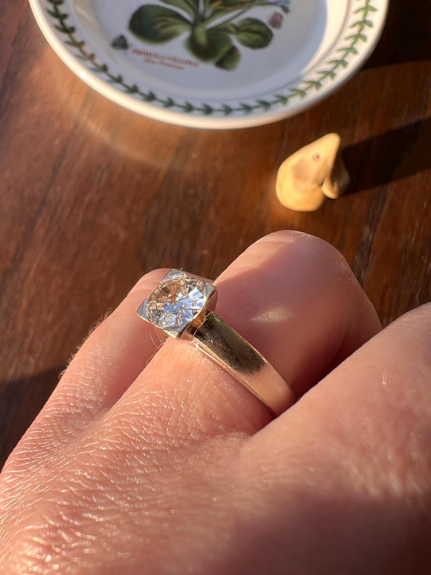 Chunky Antique 1.1 CARAT Eye CLEAN Old European Cut DIAMOND Square Setting Solitaire Engagement Ring 18k White Gold 1.1ct OeC Stacker Gift
