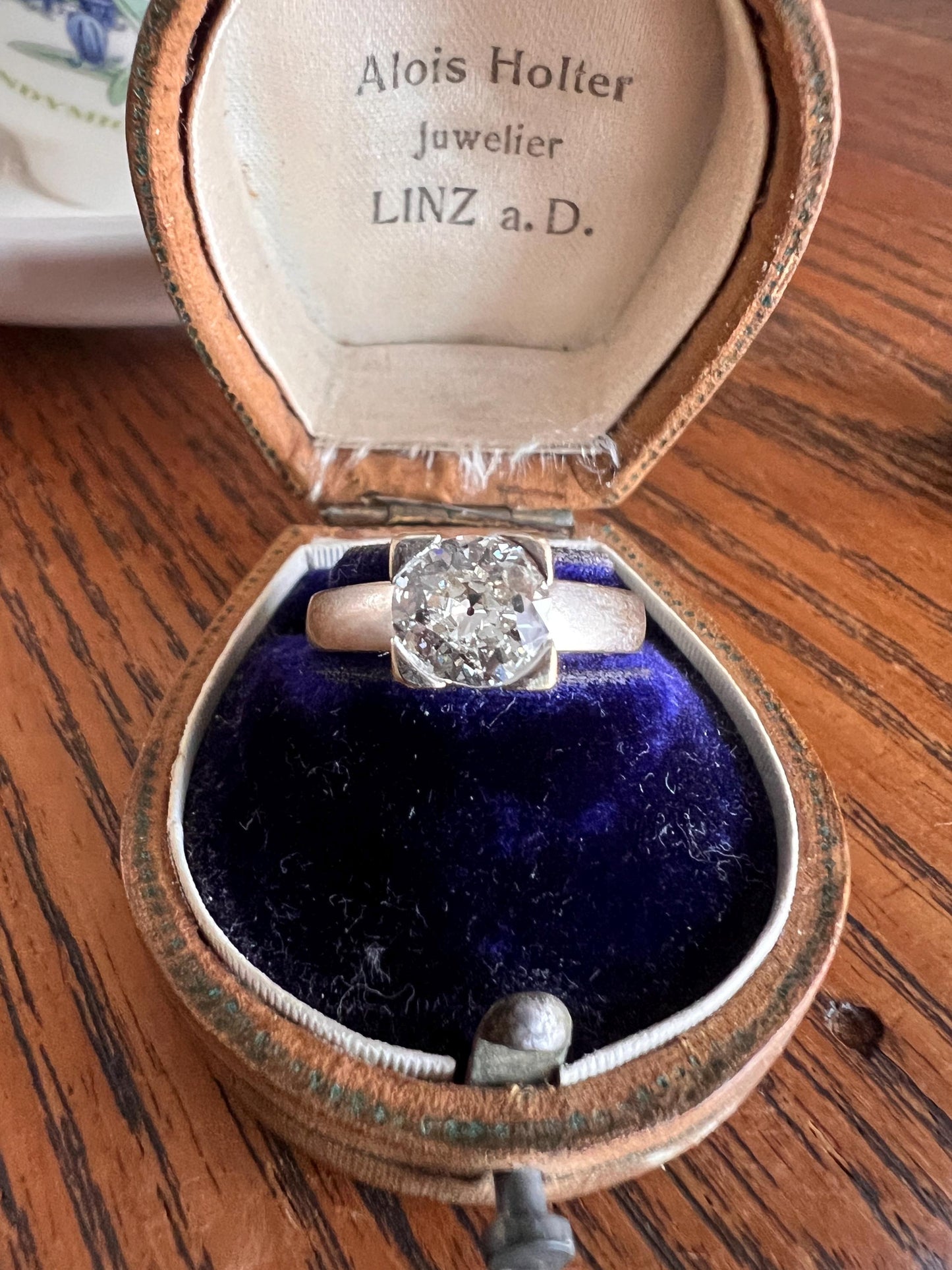Chunky Antique 1.1 CARAT Eye CLEAN Old European Cut DIAMOND Square Setting Solitaire Engagement Ring 18k White Gold 1.1ct OeC Stacker Gift