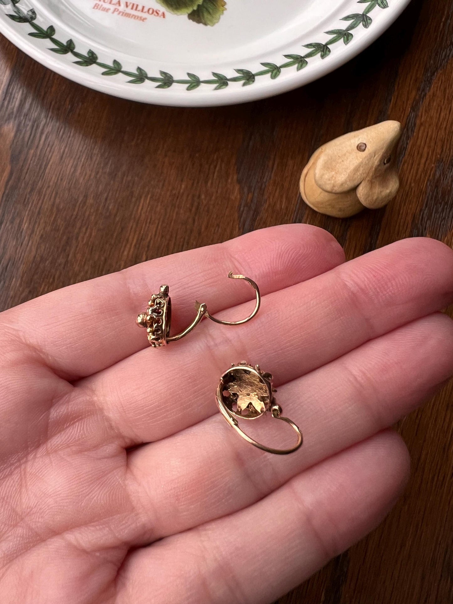 STAR Bead Ball Rivet French Antique Victorian 18k GOLD Dormeuse Dangle EARRINGS Ornate Romantic Gift Bridal Something Old Wedding Jewelry
