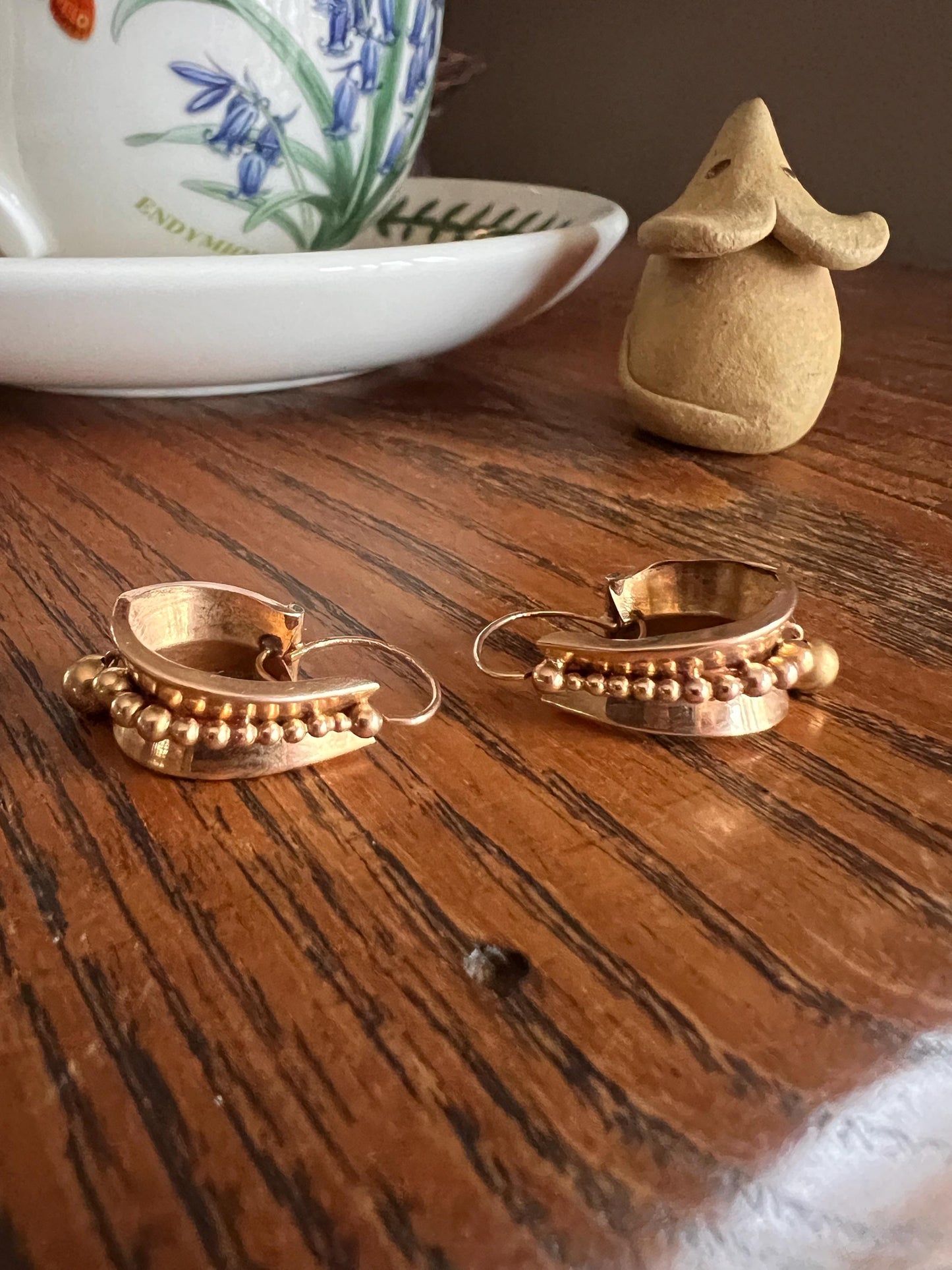 FRENCH Regional Antique 18k Warm GOLD Poissarde Dangle EARRINGS Ball Rivet Drop Victorian Etruscan Gift Belle Epoque Bridal Something Old