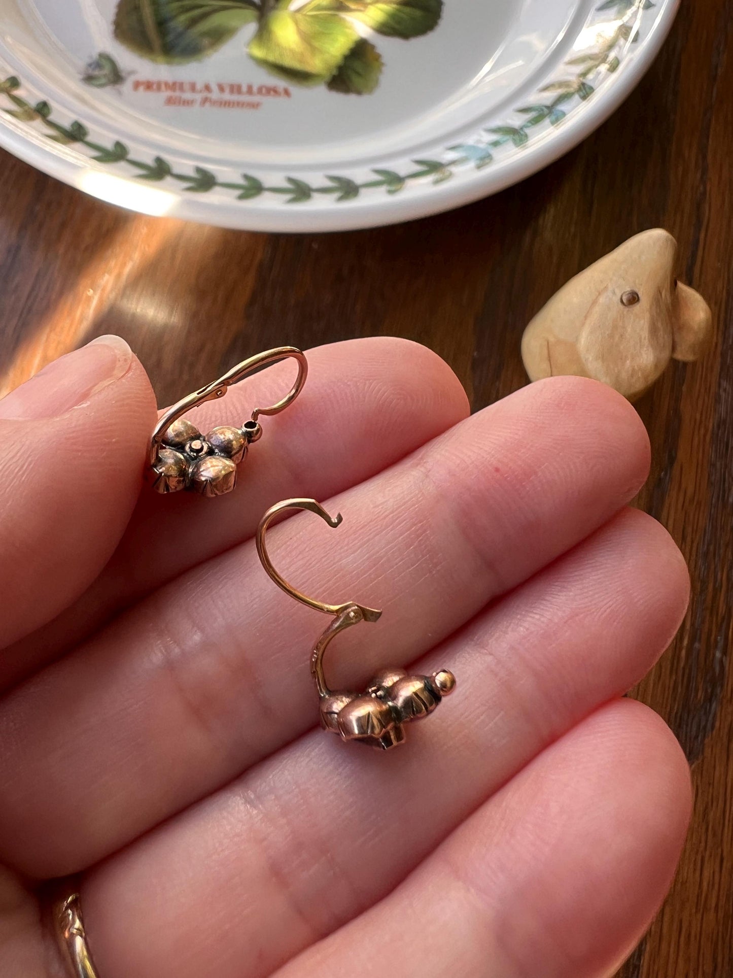Cruciform Floral FRENCH Perpignan GARNET Antique 18k Gold Earrings Red Holiday Foil Back Victorian Dangle Dormeuse Gift Belle Epoque Bridal