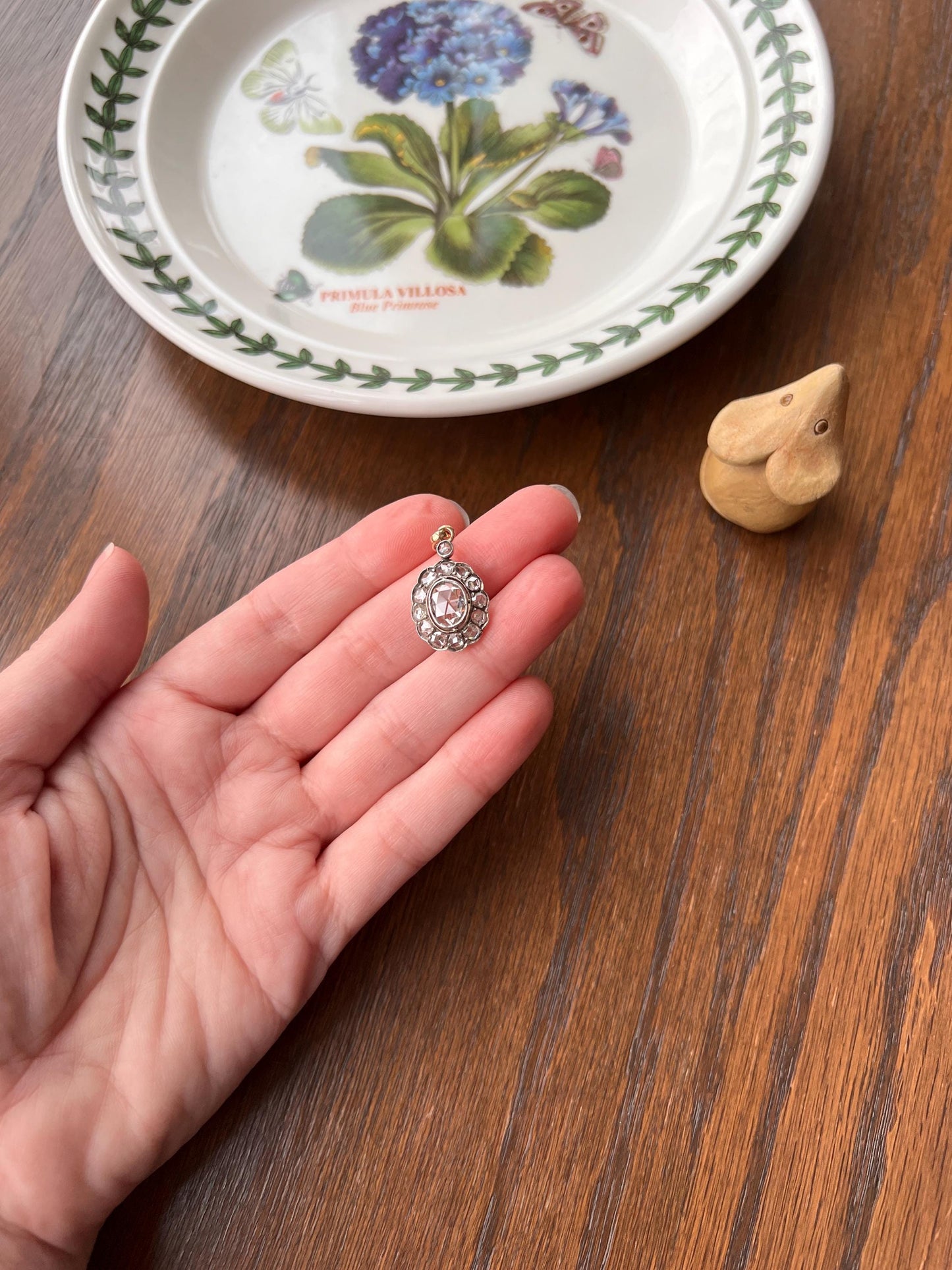 Large Antique Halo Cluster PENDANT 2 Carats Rose Cut DIAMOND French 18k Gold Silver Victorian Gift Domed Belle Epoque Bridal Something Old