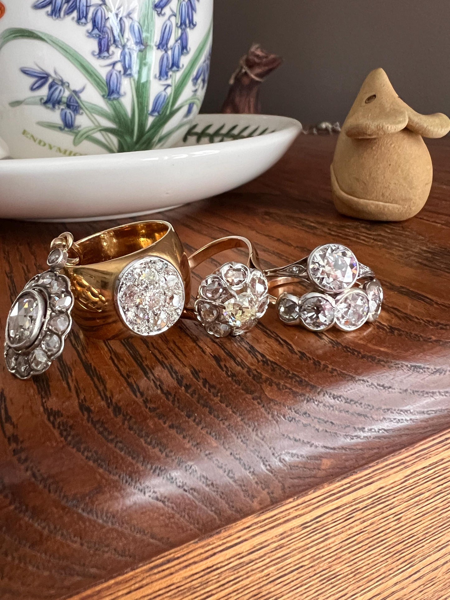 Large Antique Halo Cluster PENDANT 2 Carats Rose Cut DIAMOND French 18k Gold Silver Victorian Gift Domed Belle Epoque Bridal Something Old