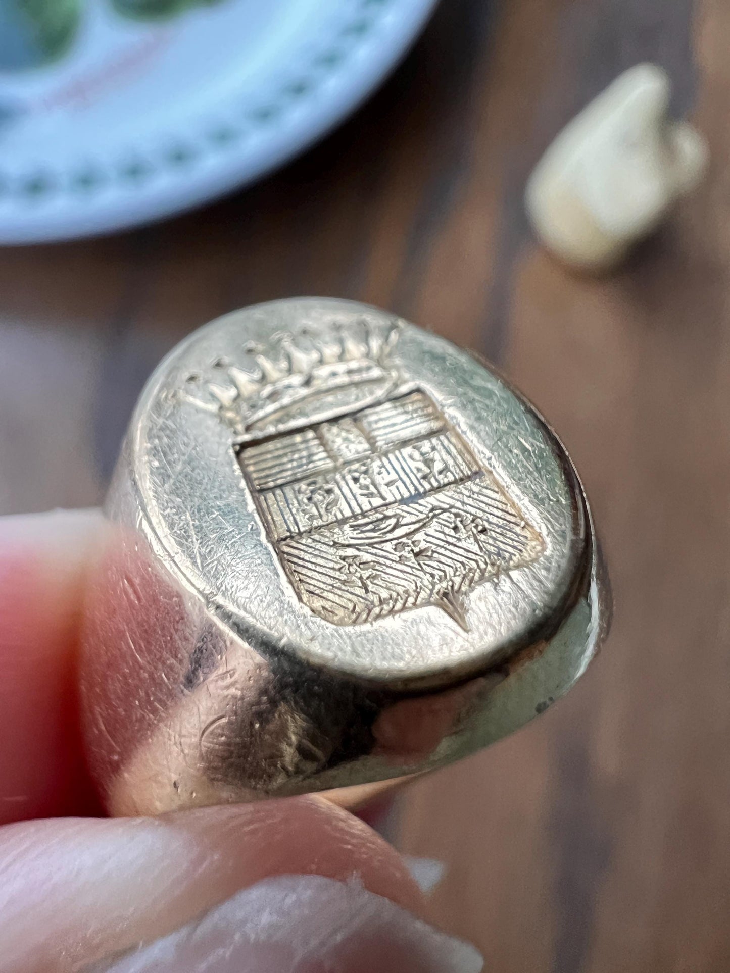 LOCKET Ring French Nobility HEAVY 112g 18k Gold Count's CROWN Chunky Signet Victorian Floral Wax Seal Unisex Man Band Stacker Engraved Noble