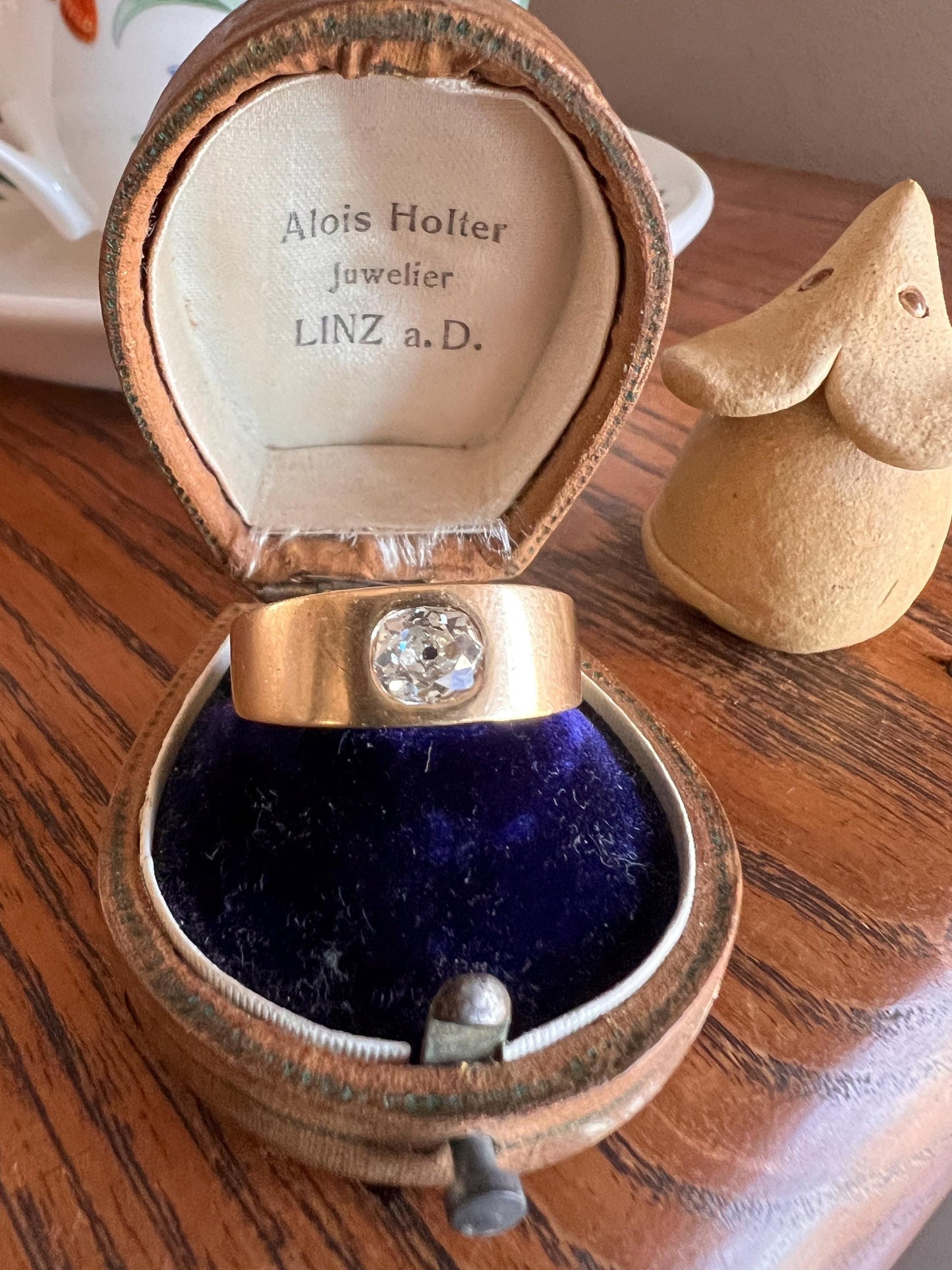 HEAVY .8 Carat Antique Eye Clean Old Mine Cut DIAMOND French Vintage 13g 18k Gold Gypsy Band Ring Solitaire Gift Stacker Chunky Unisex Man