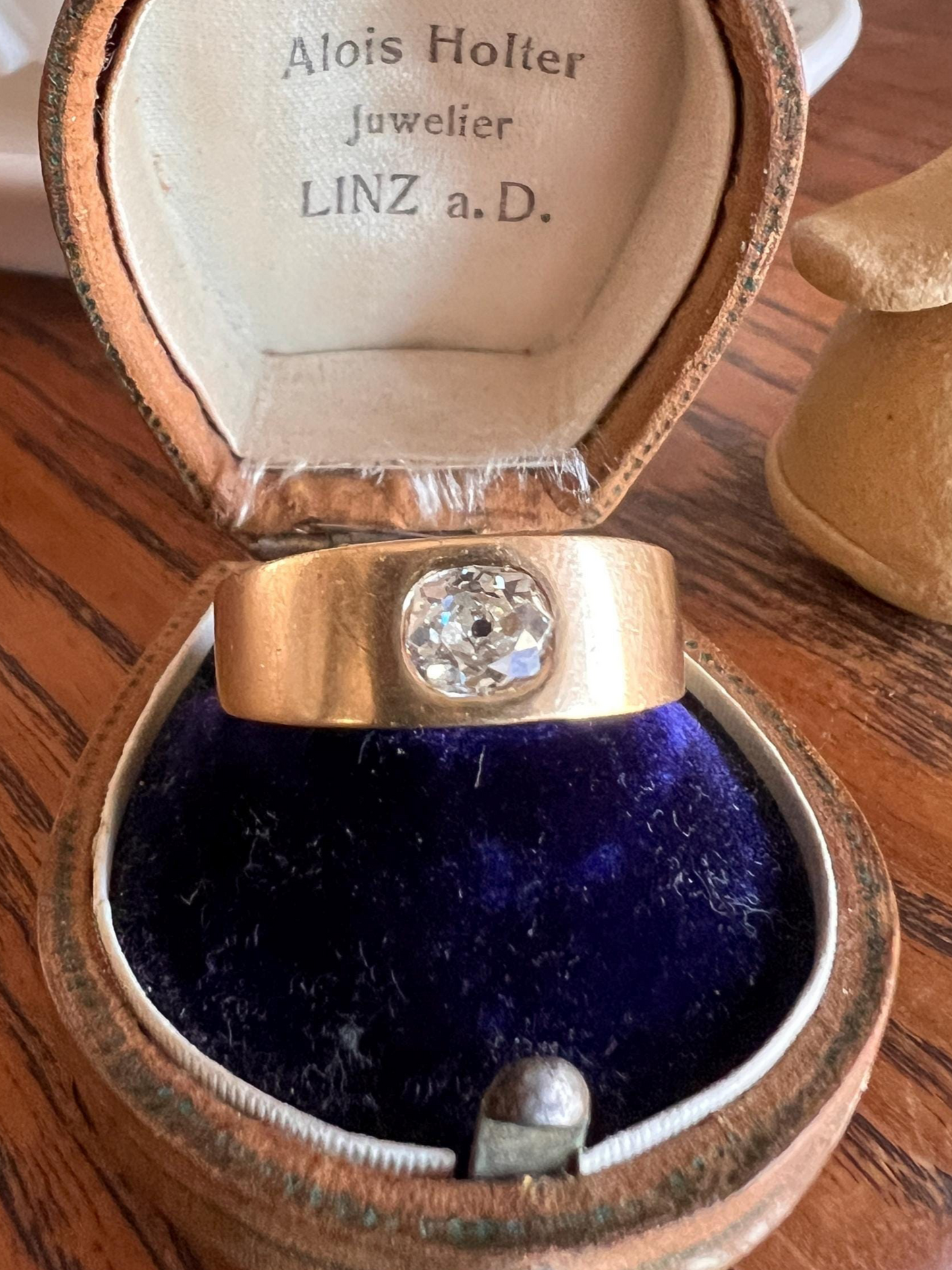 HEAVY .8 Carat Antique Eye Clean Old Mine Cut DIAMOND French Vintage 13g 18k Gold Gypsy Band Ring Solitaire Gift Stacker Chunky Unisex Man