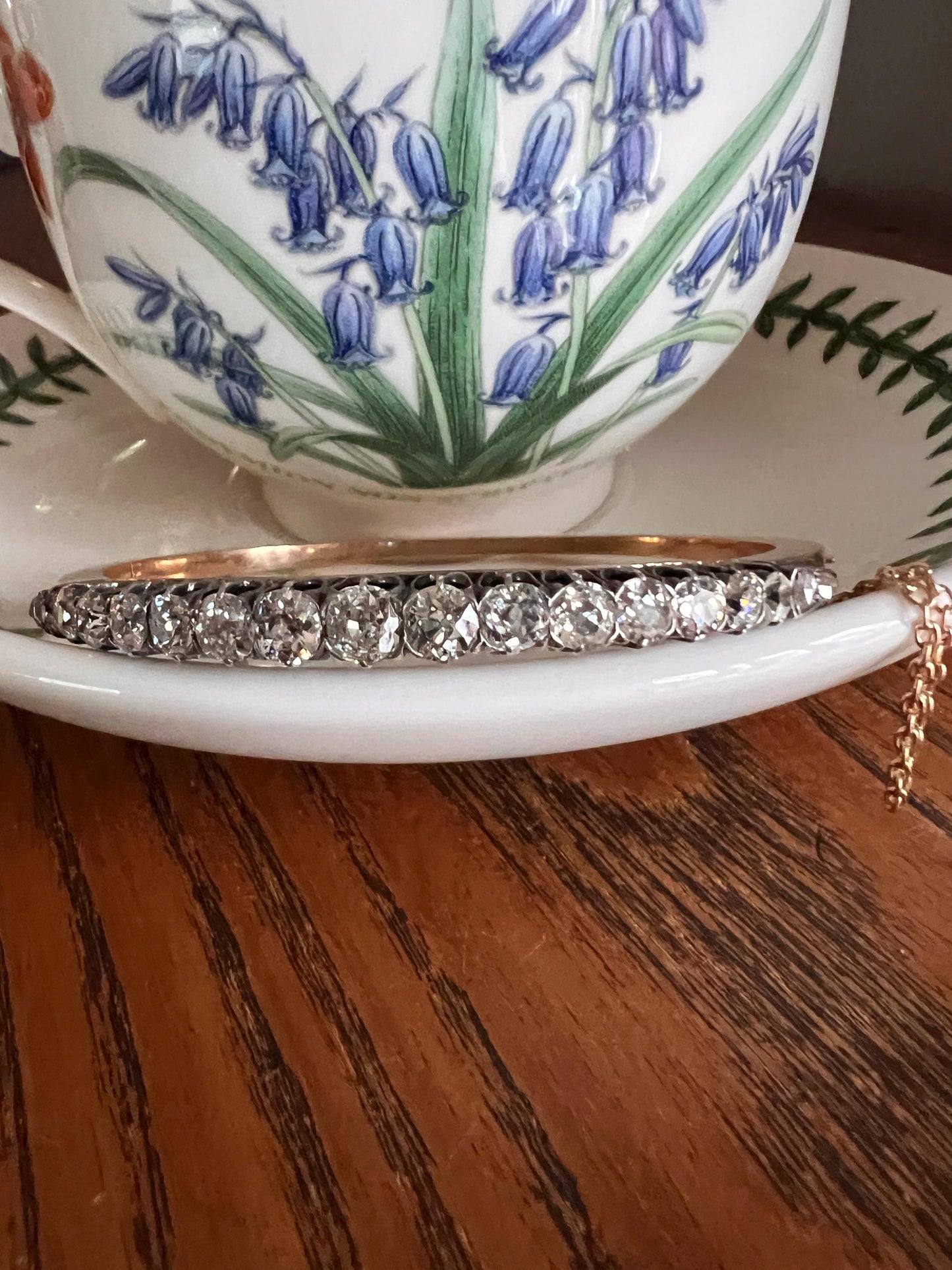 Antique 4.35 CARAT Old Mine Cut DIAMOND Encrusted Hinged Bangle Line Bracelet 18k Gold Edwardian Victorian Wriststack 4.35Ctw Rose OMC Stack