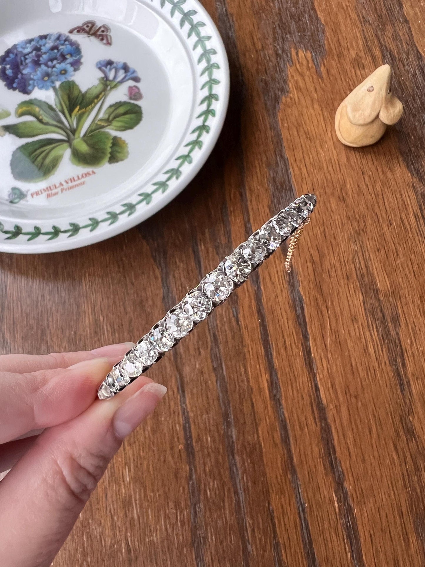 Antique 4.35 CARAT Old Mine Cut DIAMOND Encrusted Hinged Bangle Line Bracelet 18k Gold Edwardian Victorian Wriststack 4.35Ctw Rose OMC Stack
