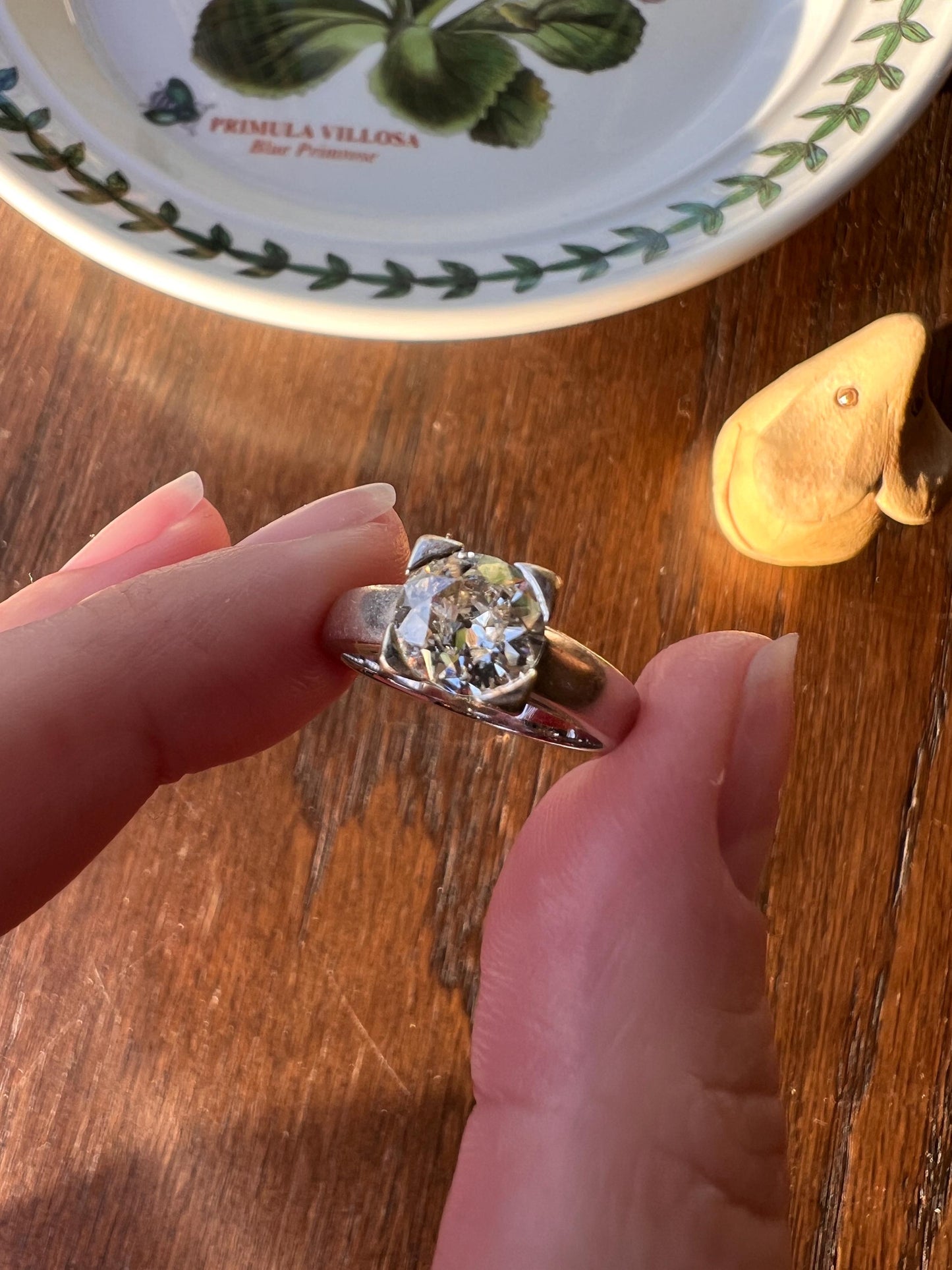 Chunky Antique 1.1 CARAT Eye CLEAN Old European Cut DIAMOND Square Setting Solitaire Engagement Ring 18k White Gold 1.1ct OeC Stacker Gift