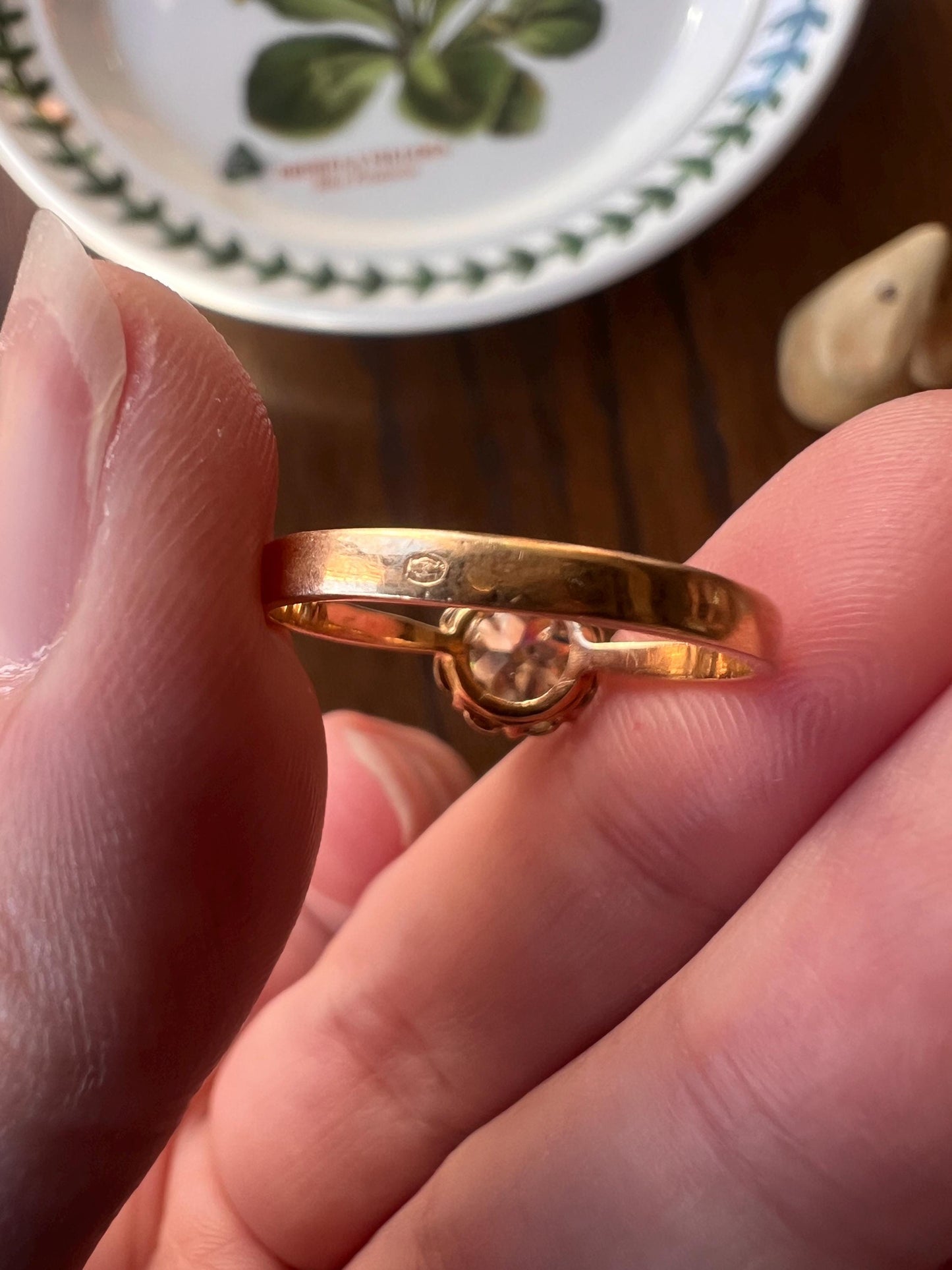 Old Mine Cut DIAMOND Solitaire Ring .9 Carat Eye Clean French Victorian Antique Engagement Ring 18k Gold Illusion Romantic Gift Stacker OMC