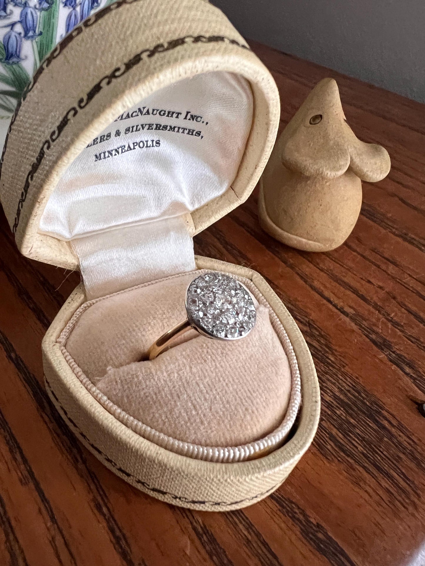 ANTIQUE 1 Carat Pave Old Mine Single Cut DIAMOND Circle Platform Ring Cobblestone Cluster Encrusted Texture 18k Gold Pinky Stacker OMC Gift