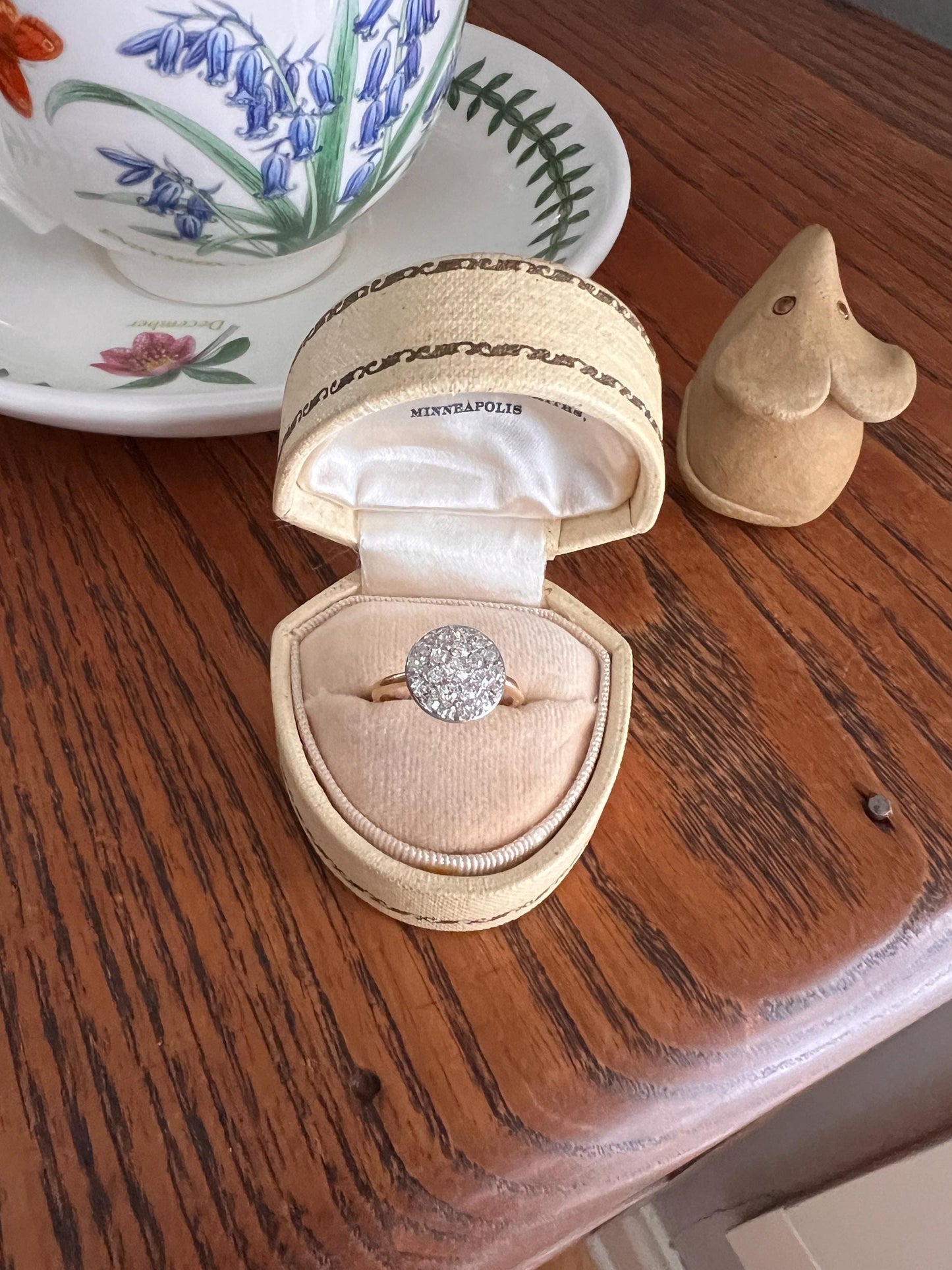 ANTIQUE 1 Carat Pave Old Mine Single Cut DIAMOND Circle Platform Ring Cobblestone Cluster Encrusted Texture 18k Gold Pinky Stacker OMC Gift