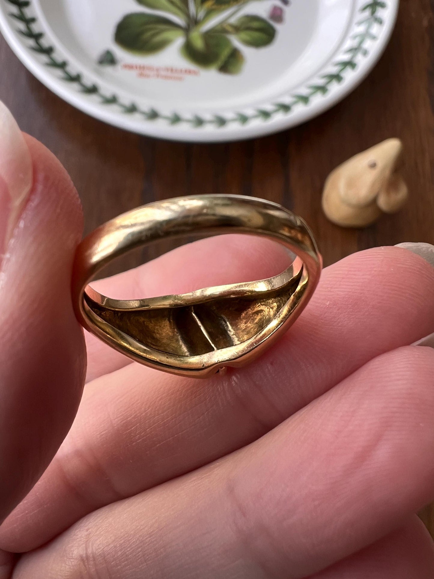 Angled Green TOURMALINE Geometric Gypsy Band Ring French Vintage 18k Gold Unisex Step Emerald Cut Unique Stacker Romantic Gift Man Or
