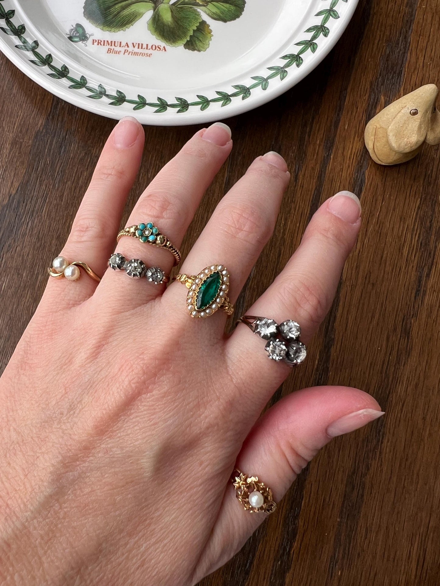 Oval NAVETTE Green Teal Paste Emerald Seed Pearl Halo French Marquise Victorian Antique 18k Gold Pop of Color Ringstack French Belle Epoque