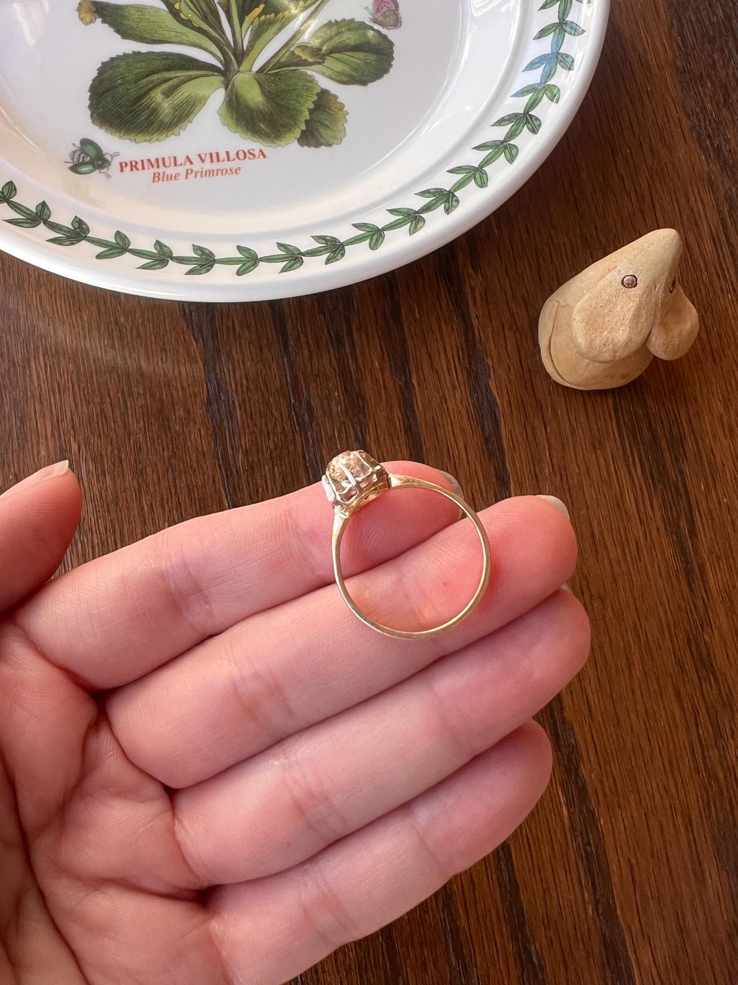 Old Mine Cut DIAMOND Solitaire Ring .9 Carat Eye Clean French Victorian Antique Engagement Ring 18k Gold Illusion Romantic Gift Stacker OMC