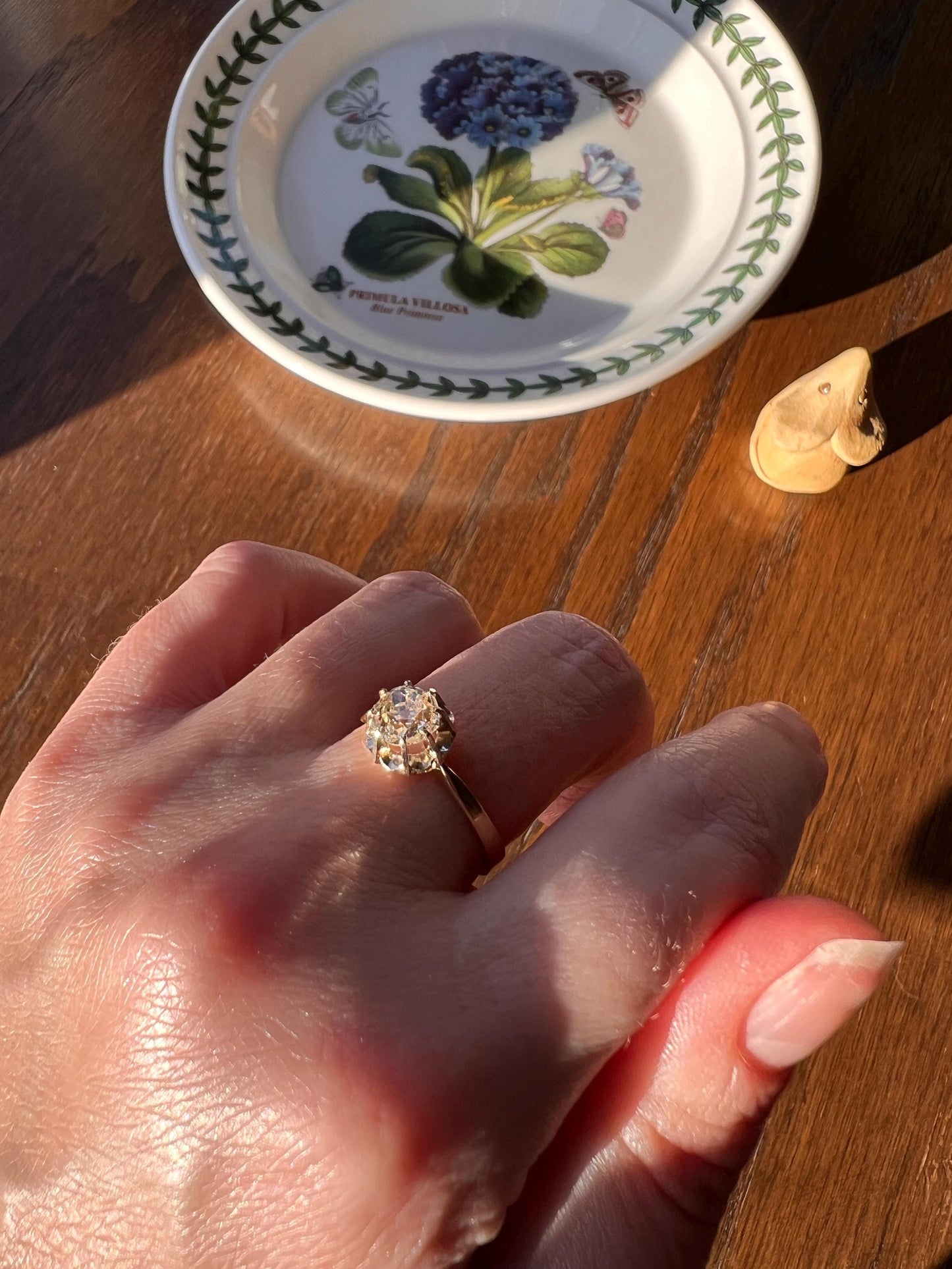 Old Mine Cut DIAMOND Solitaire Ring .9 Carat Eye Clean French Victorian Antique Engagement Ring 18k Gold Illusion Romantic Gift Stacker OMC